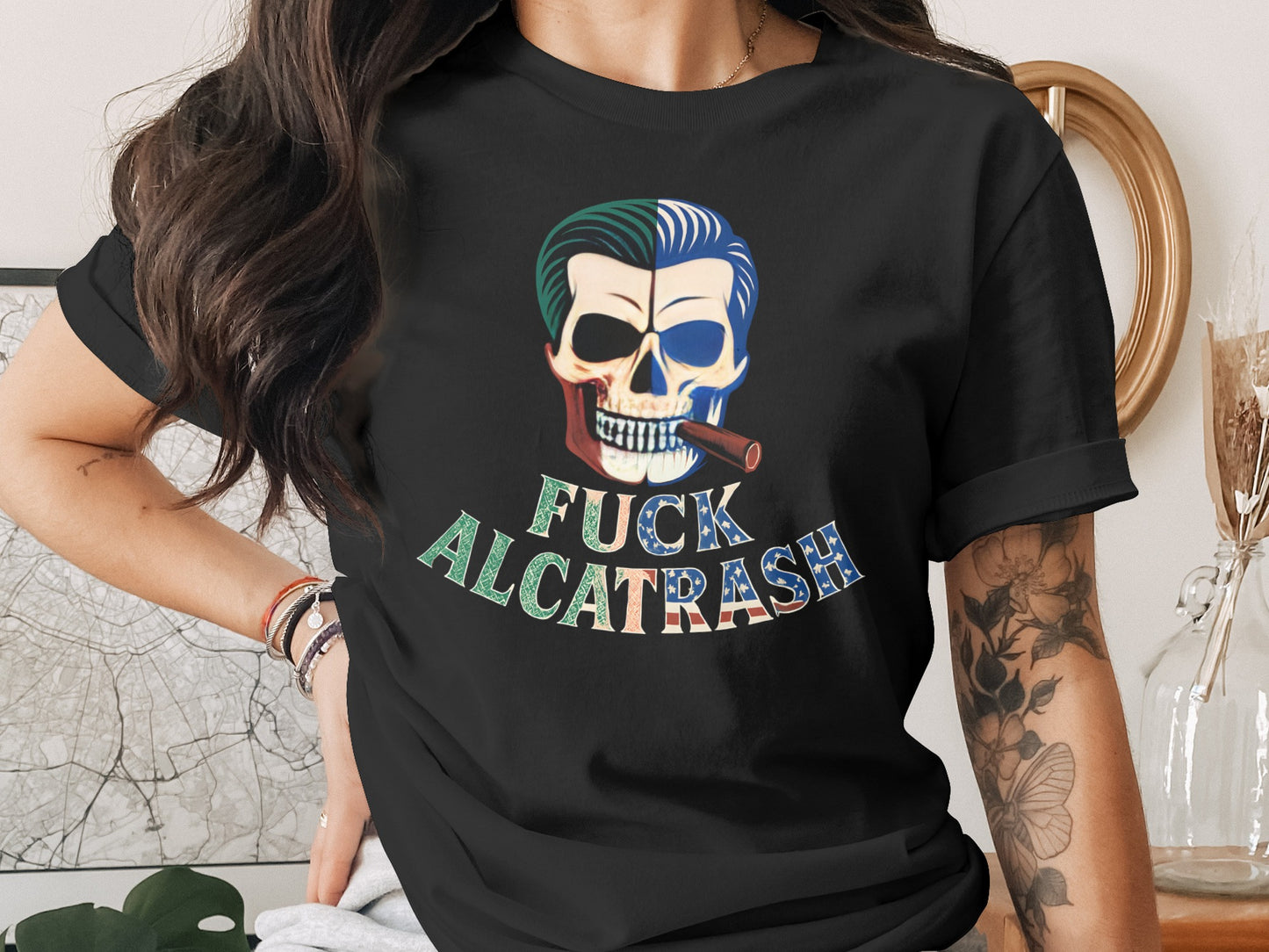 Fuck Alcatrash Skull Cigar Graphic T-shirt product type