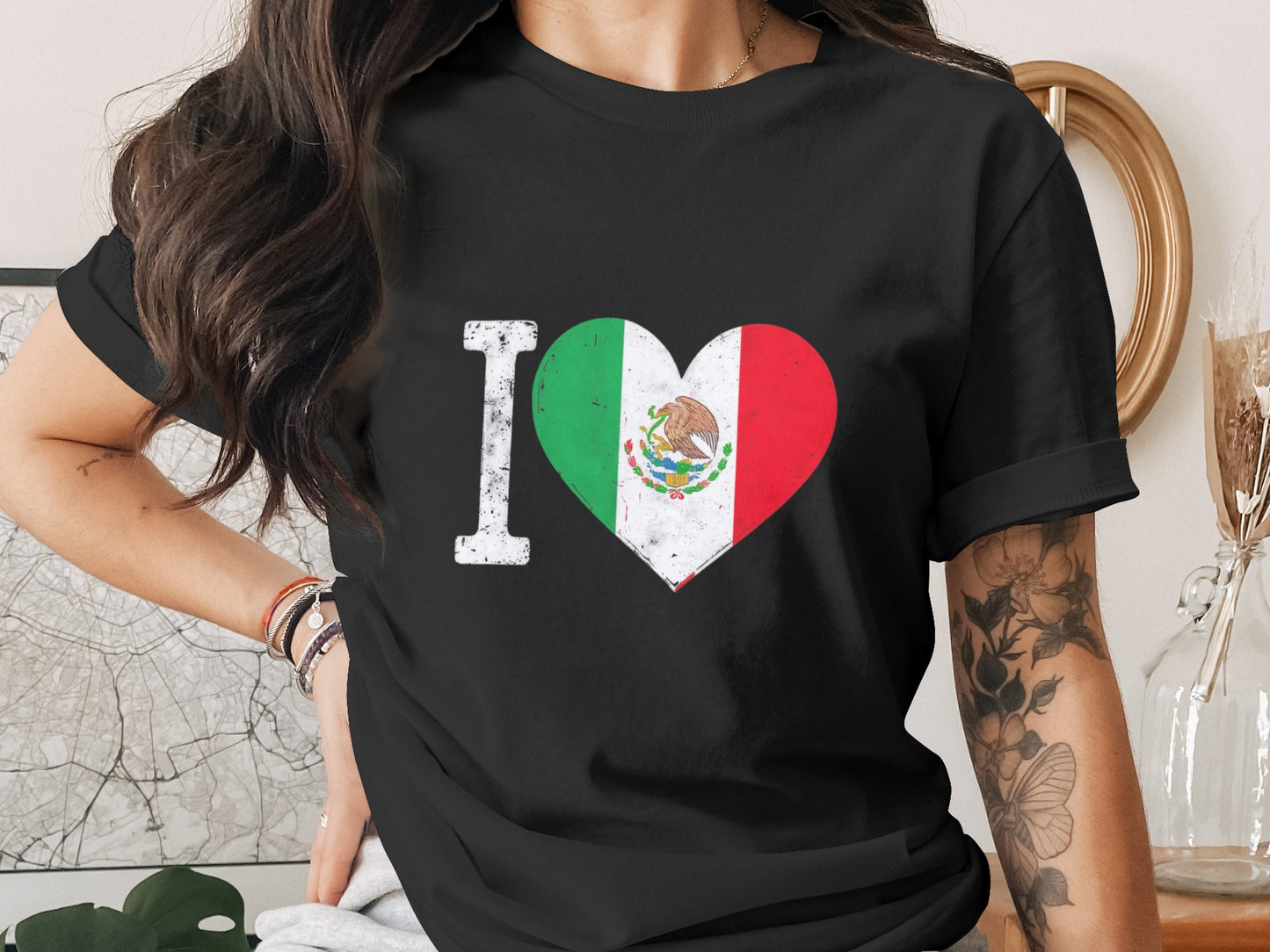 I Love Mexico Heart Design Printed Fashion T-Shirt Product Type