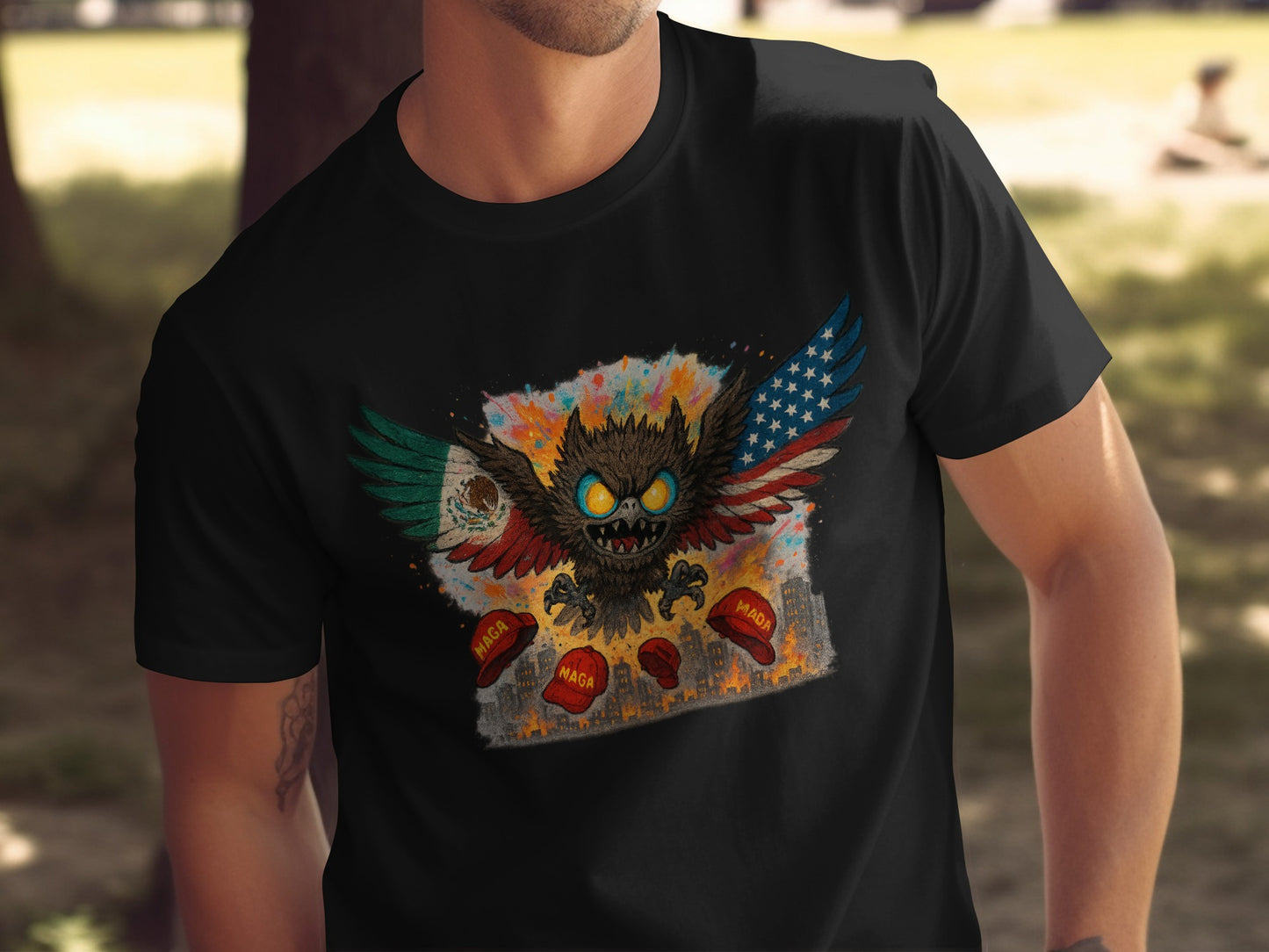 Vivid Multicolored Winged Creature Design T-shirt product