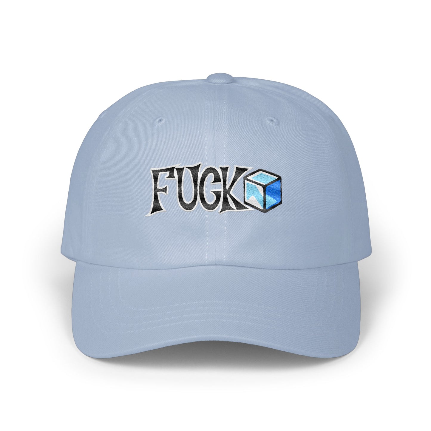 Unique Light Blue Fuck Logo Embroidered Cap product