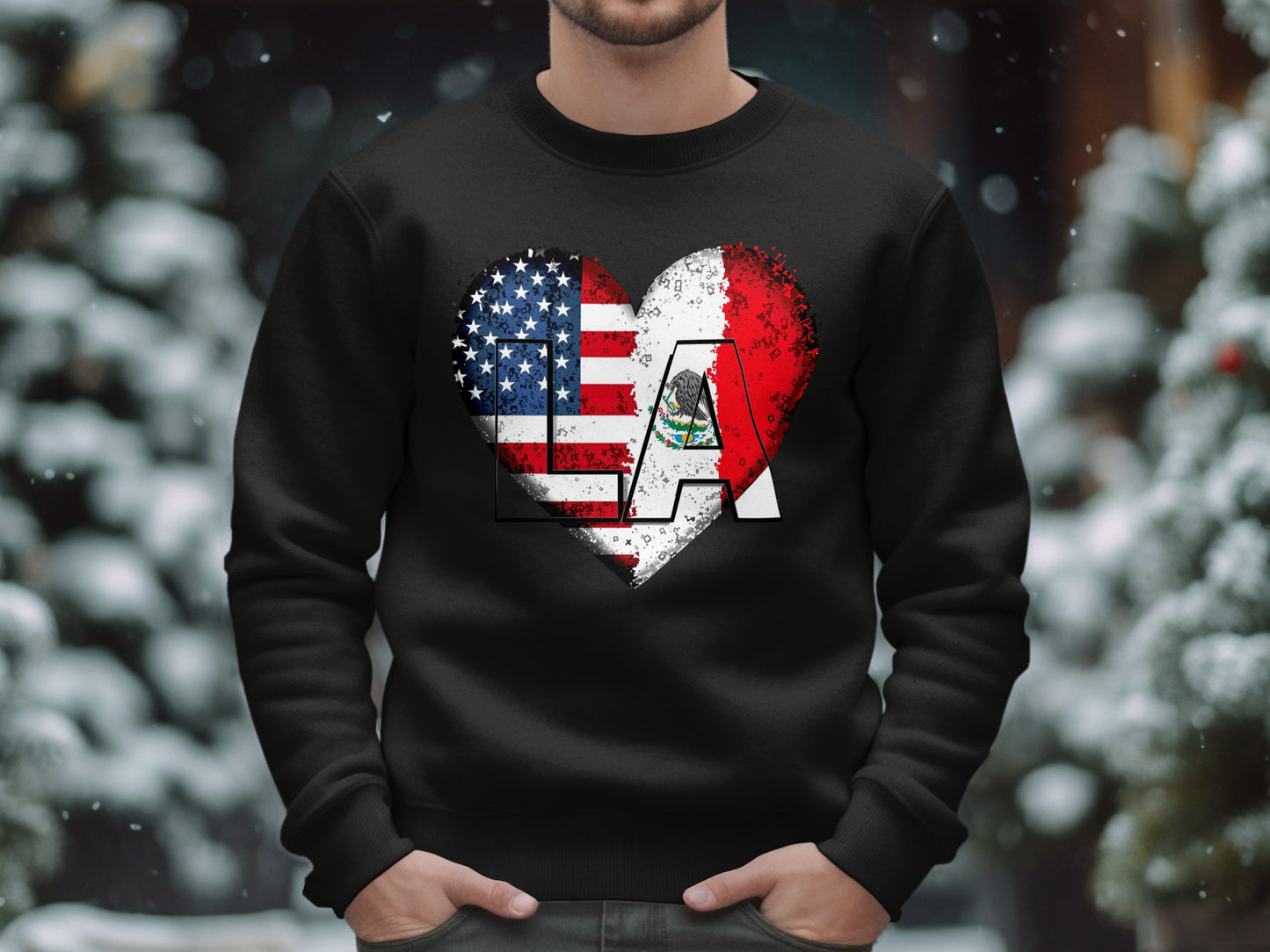 USA and Mexico Heart Flag Design LA Sweatshirt product