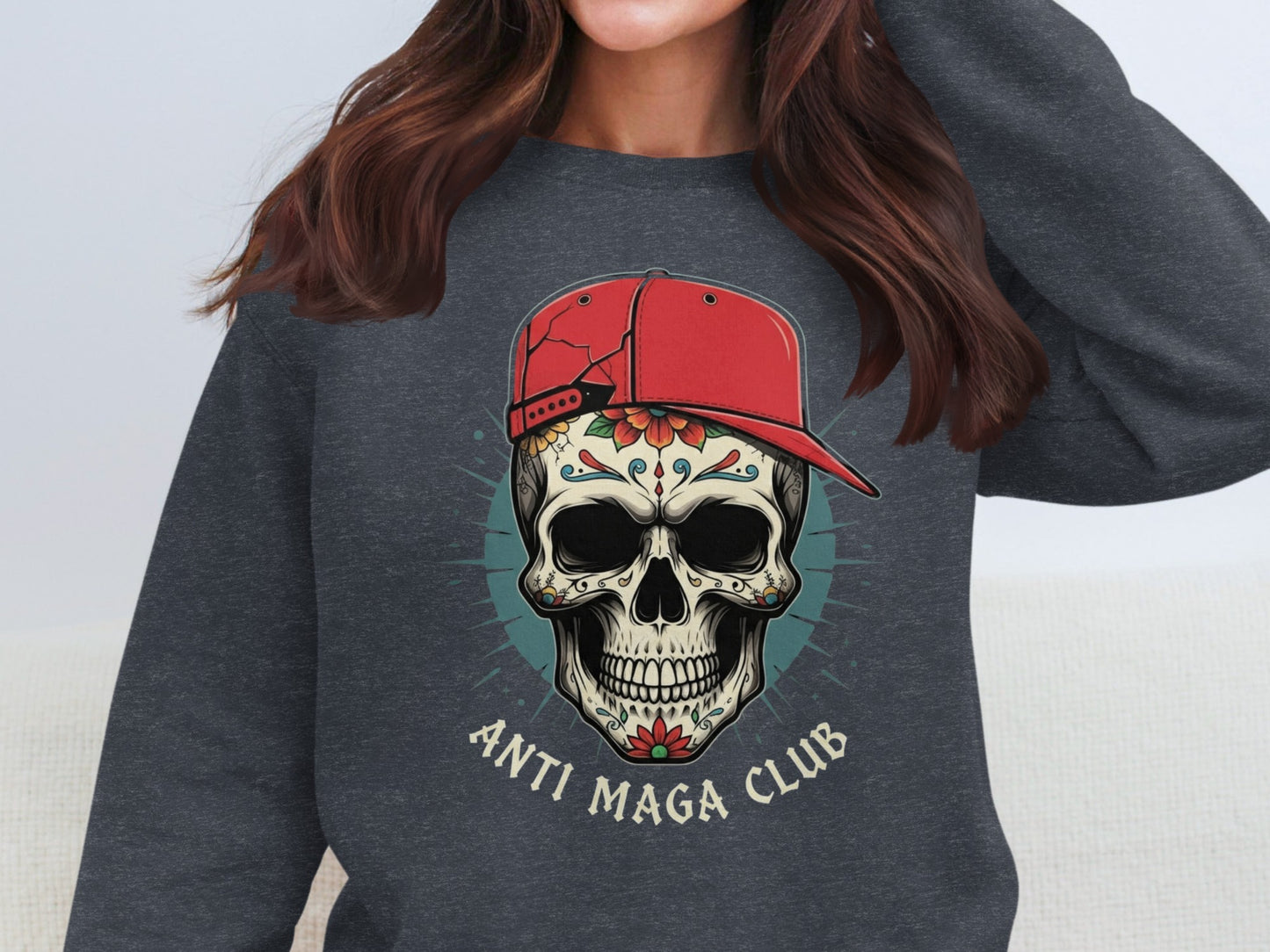 Anti MAGA Club Skull with Red Cap Illustrated product type