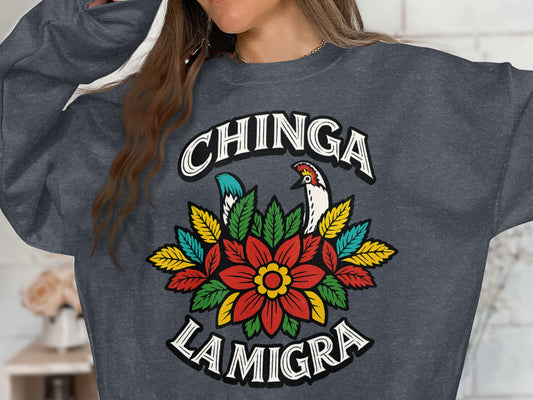 Vibrant Chinga La Migra Floral Design Top product type