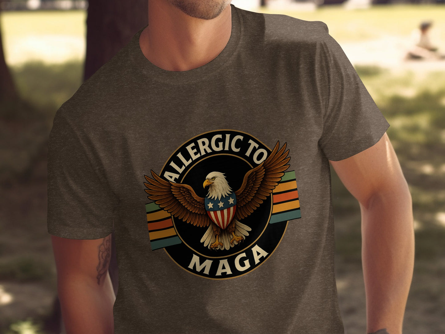 Allergic to MAGA Design with Eagle T-Shirt product