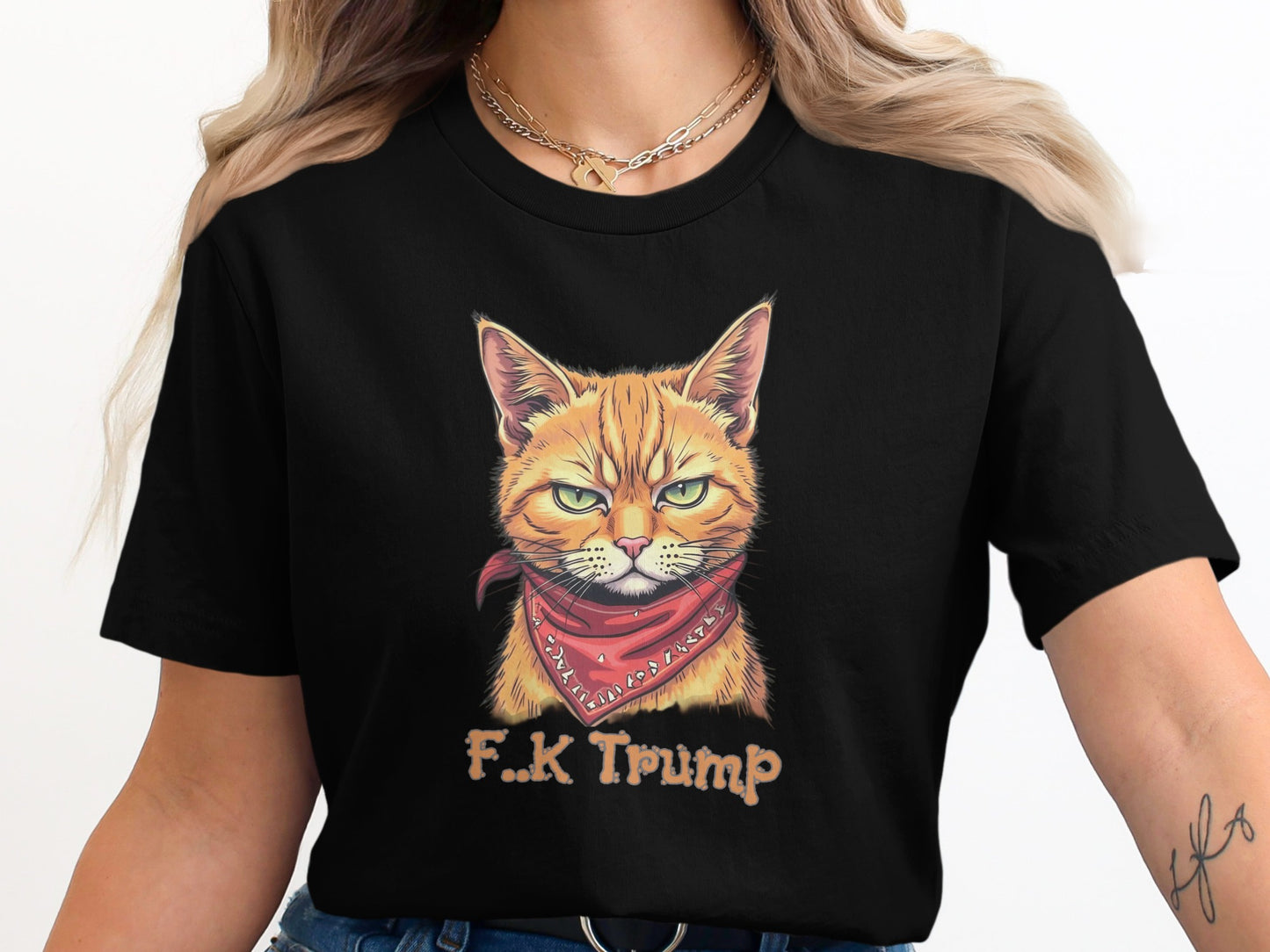 F K Trump Cat with Bandana Graphic T-shirt product