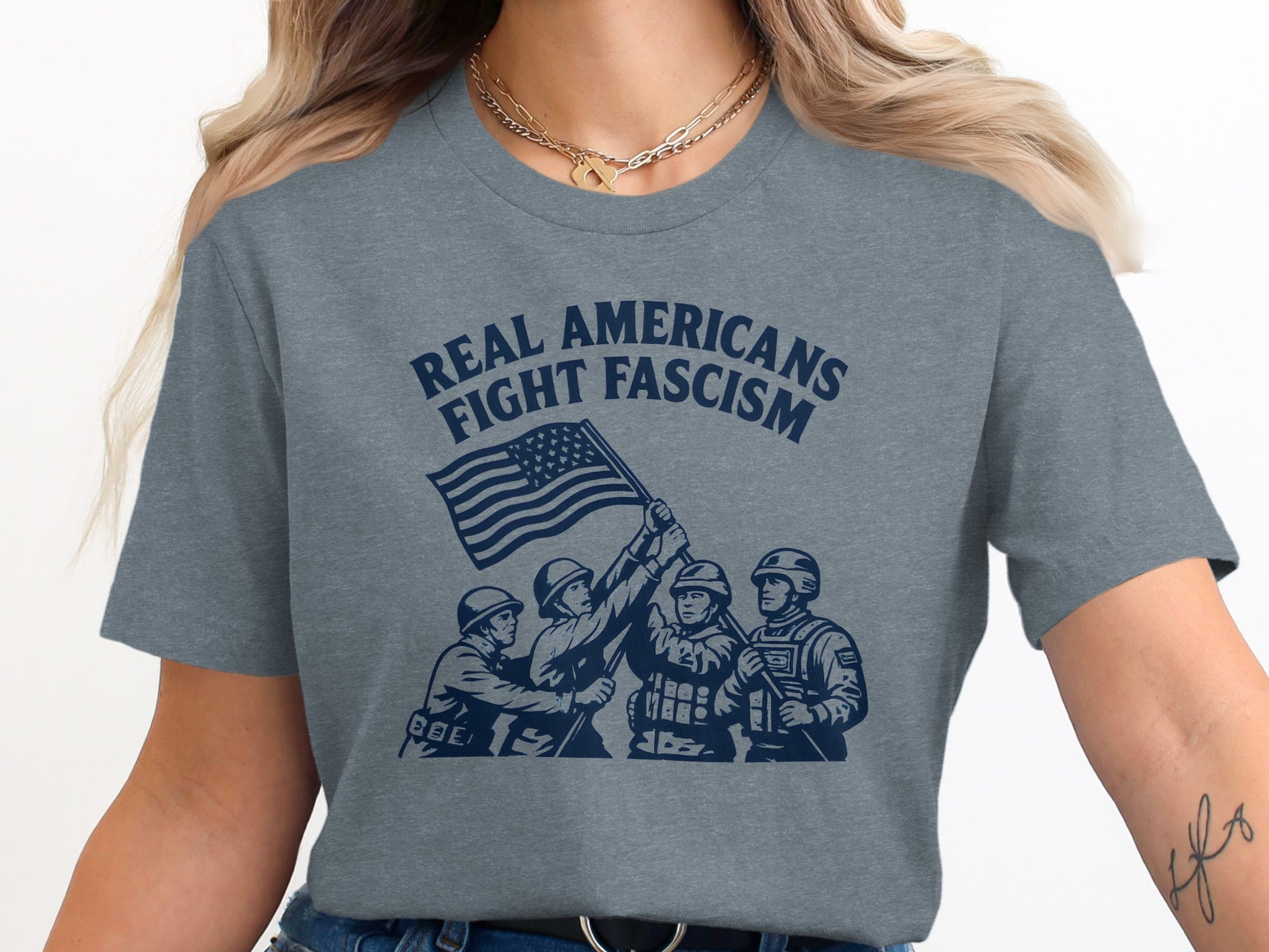 Real Americans Fight Fascism T-Shirt Product