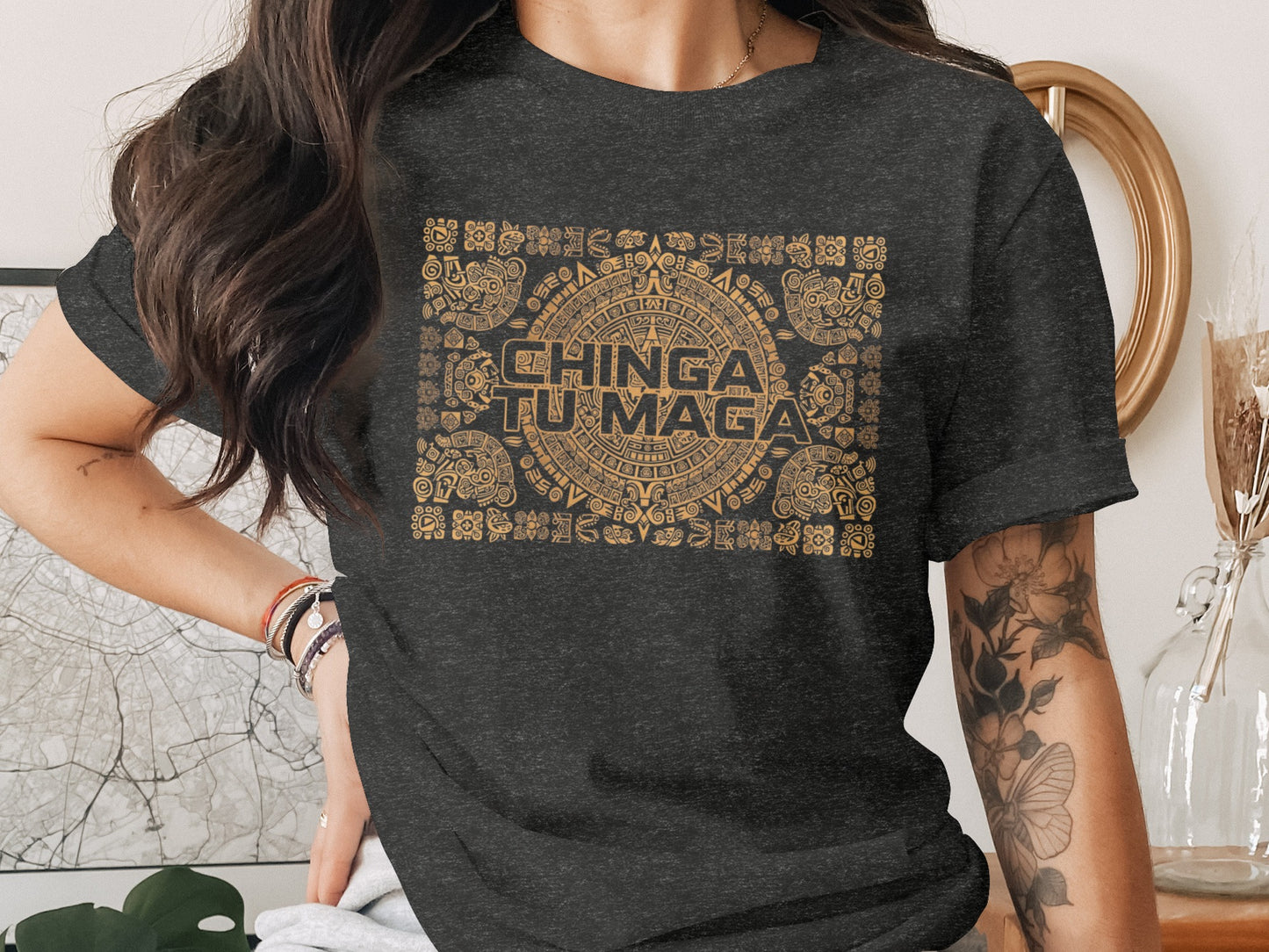 Aztec Design Chinga Tu Maga Graphic T-Shirt product