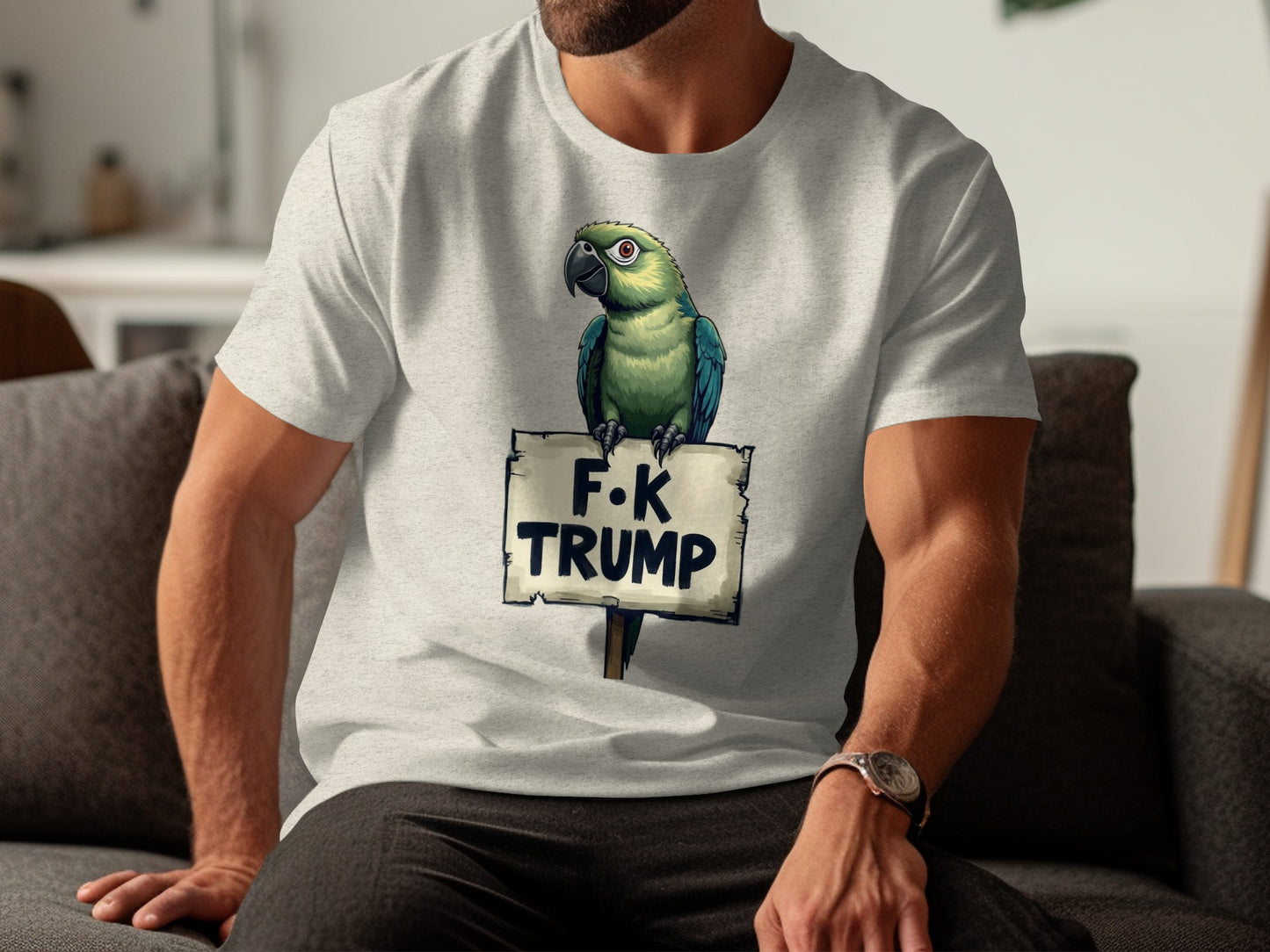 Parrot Holding Sign Funny Graphic T-shirt product