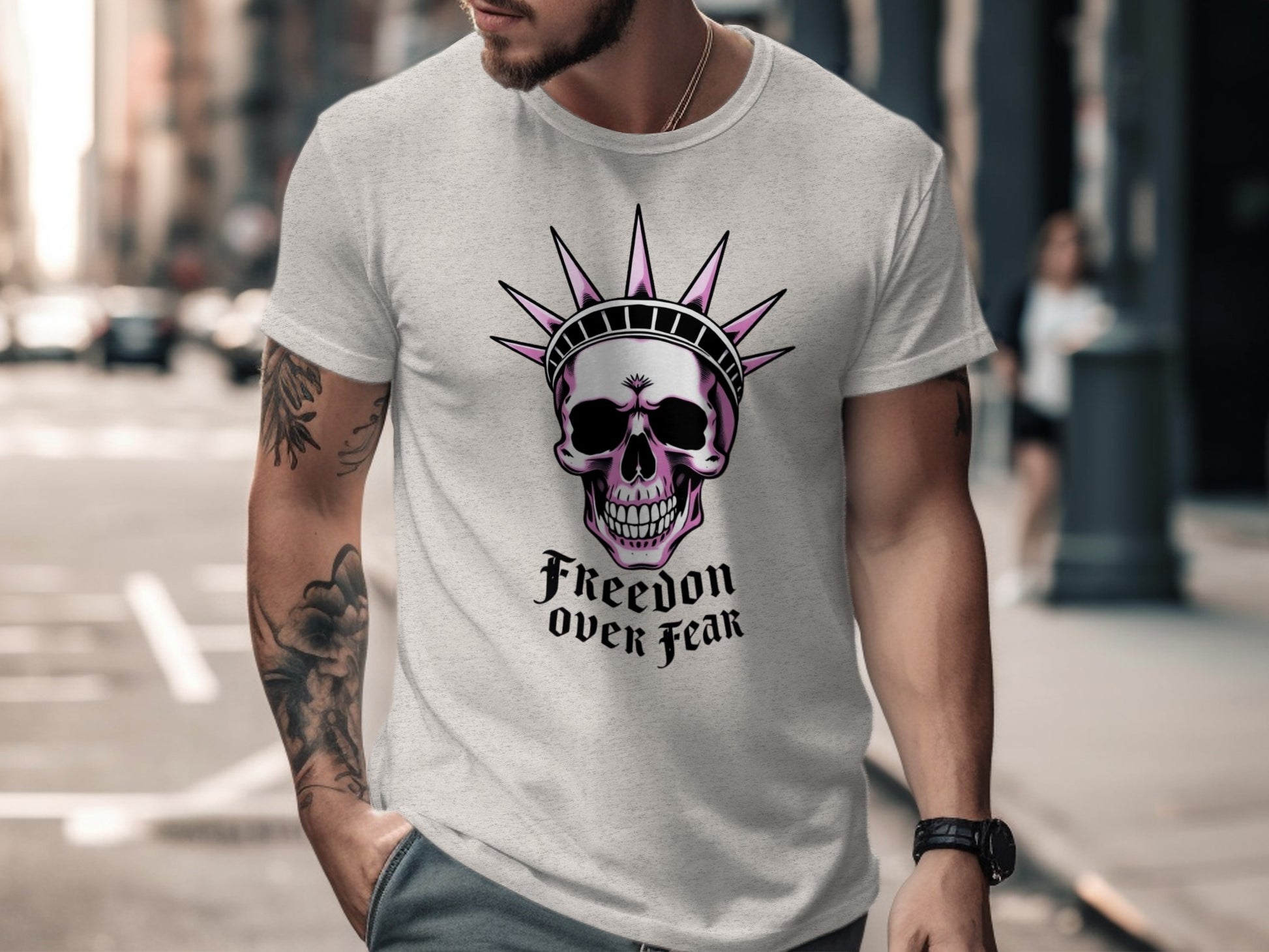 Freedom over Fear Skull Art T-Shirt product type