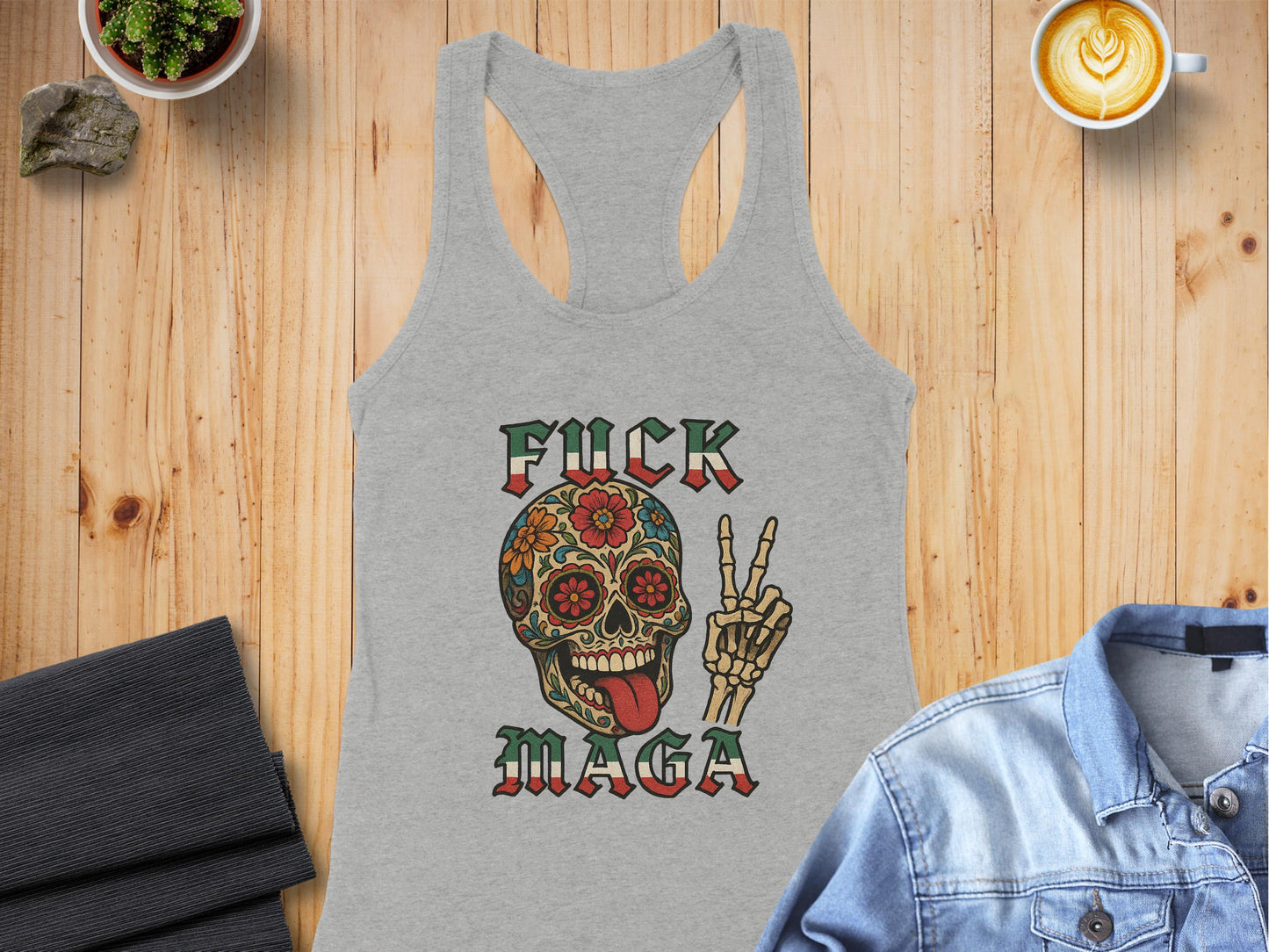 Fuck MAGA Skull Print Women's Racerback Tank product