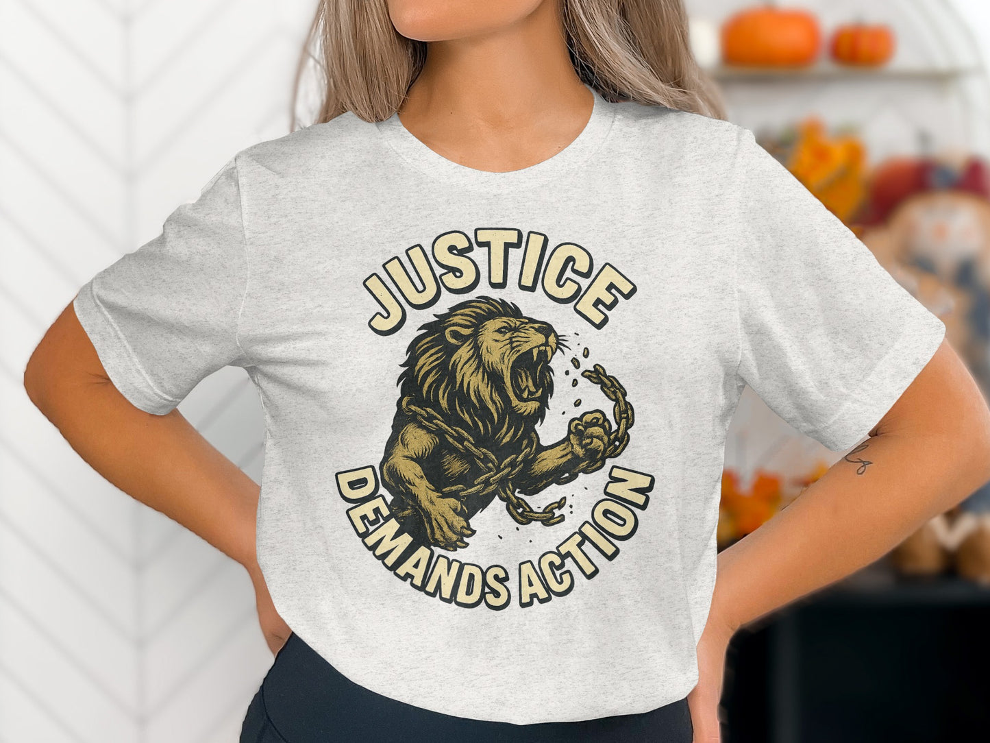 Justice Demands Action Lion Graphic T-shirt product type