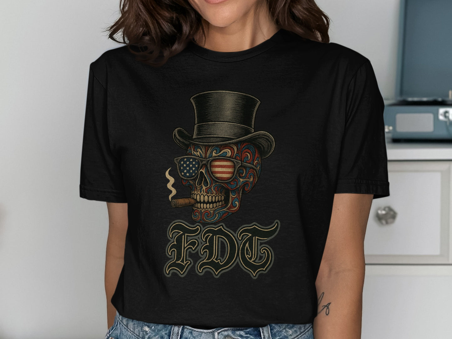 Skull with Top Hat and Sunglasses FDT T-Shirt product
