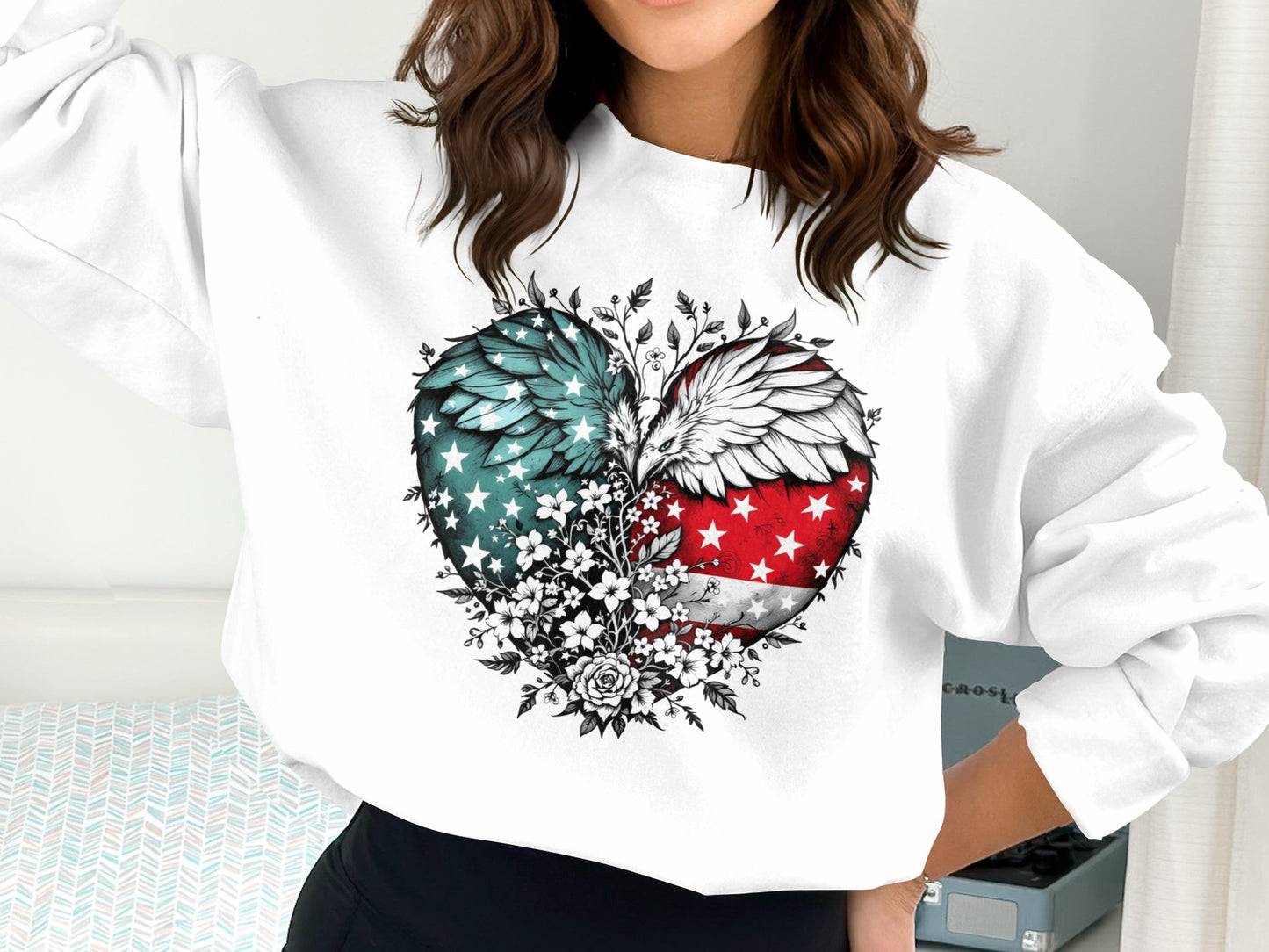 Patriotic Eagle Heart Stars and Stripes Sweatshirt product