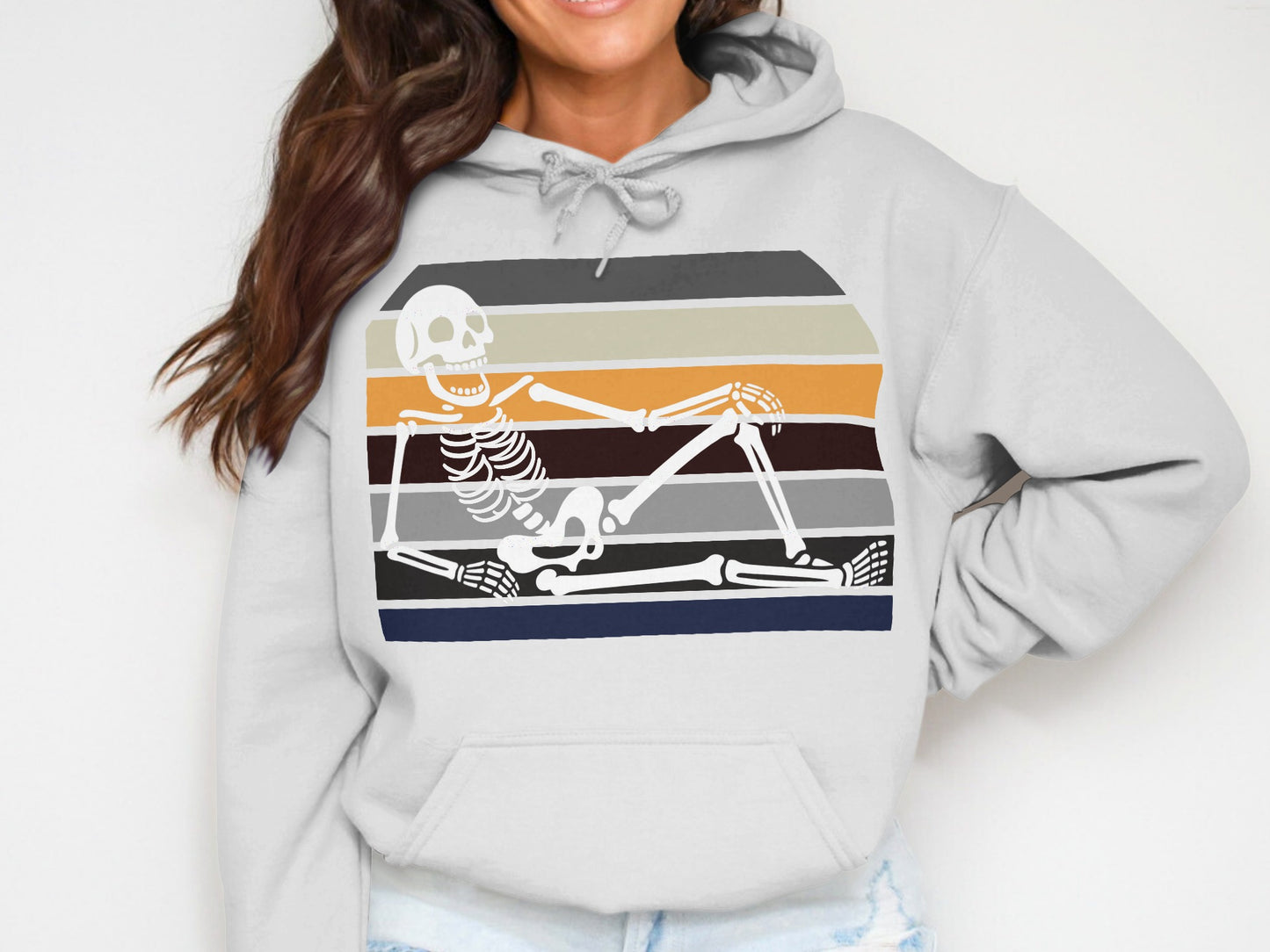Relaxed Skeleton with Striped Background Hoodie product
