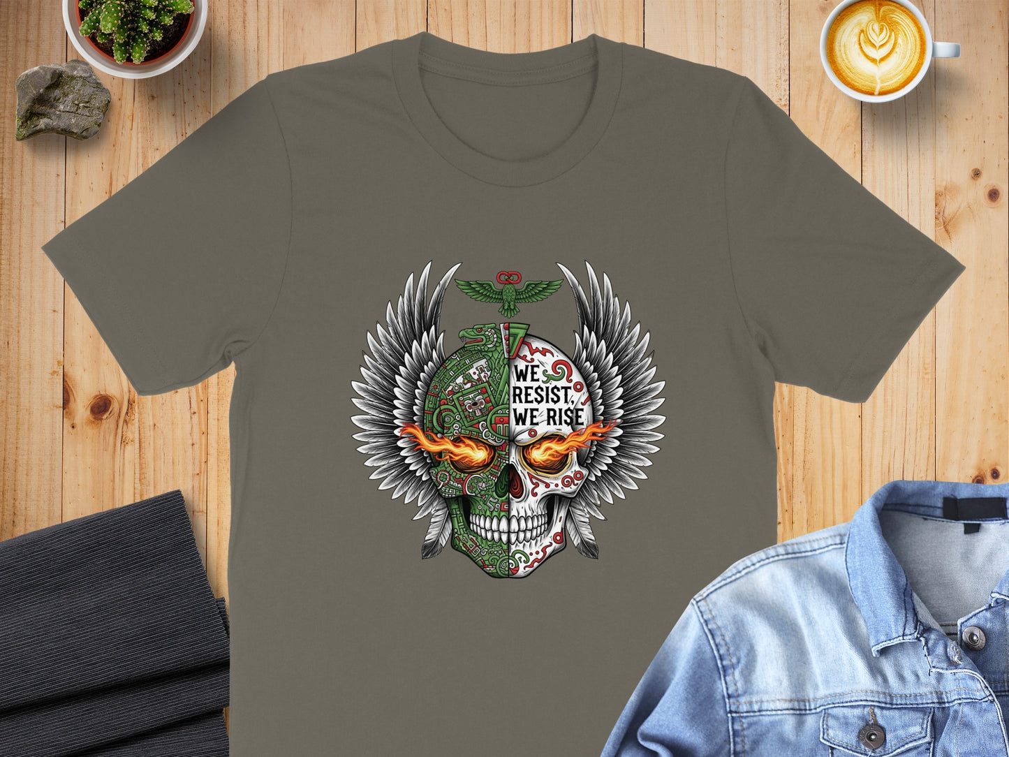 We Resist We Rise Winged Skull Graphic T-shirt product type