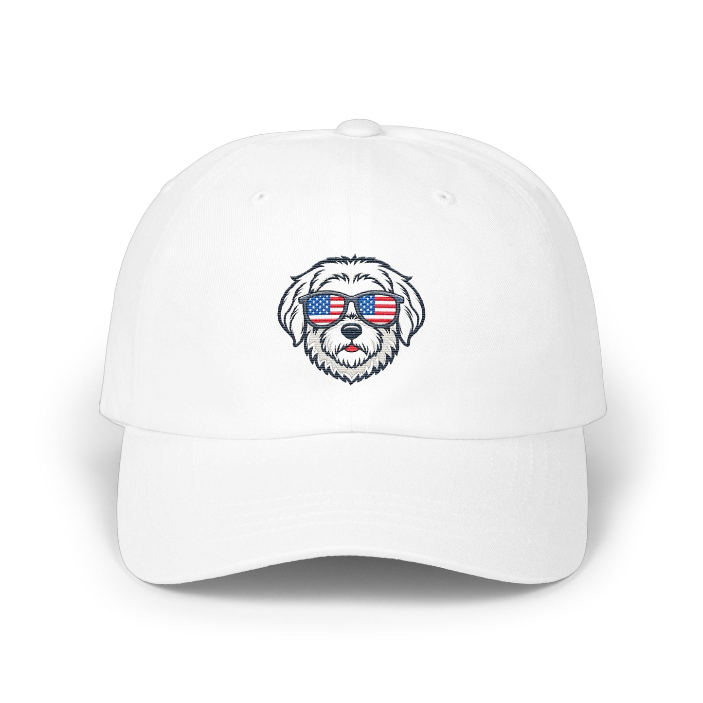 Patriotic Dog With Sunglasses White Cap product