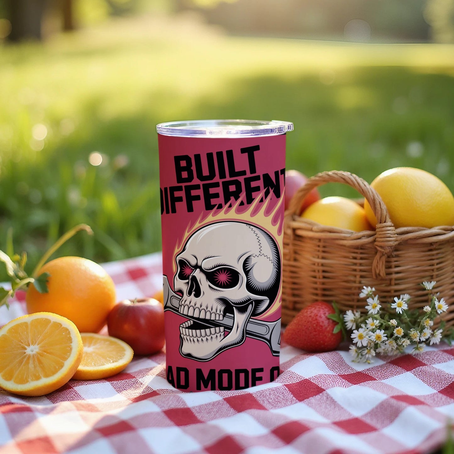 Built Different Skull Design Tumbler Product