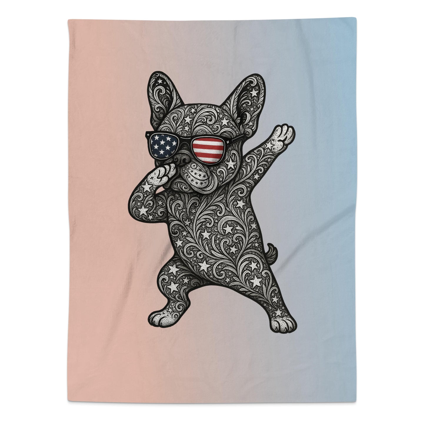 American Flag Sunglasses Dabbing Bulldog Blanket product