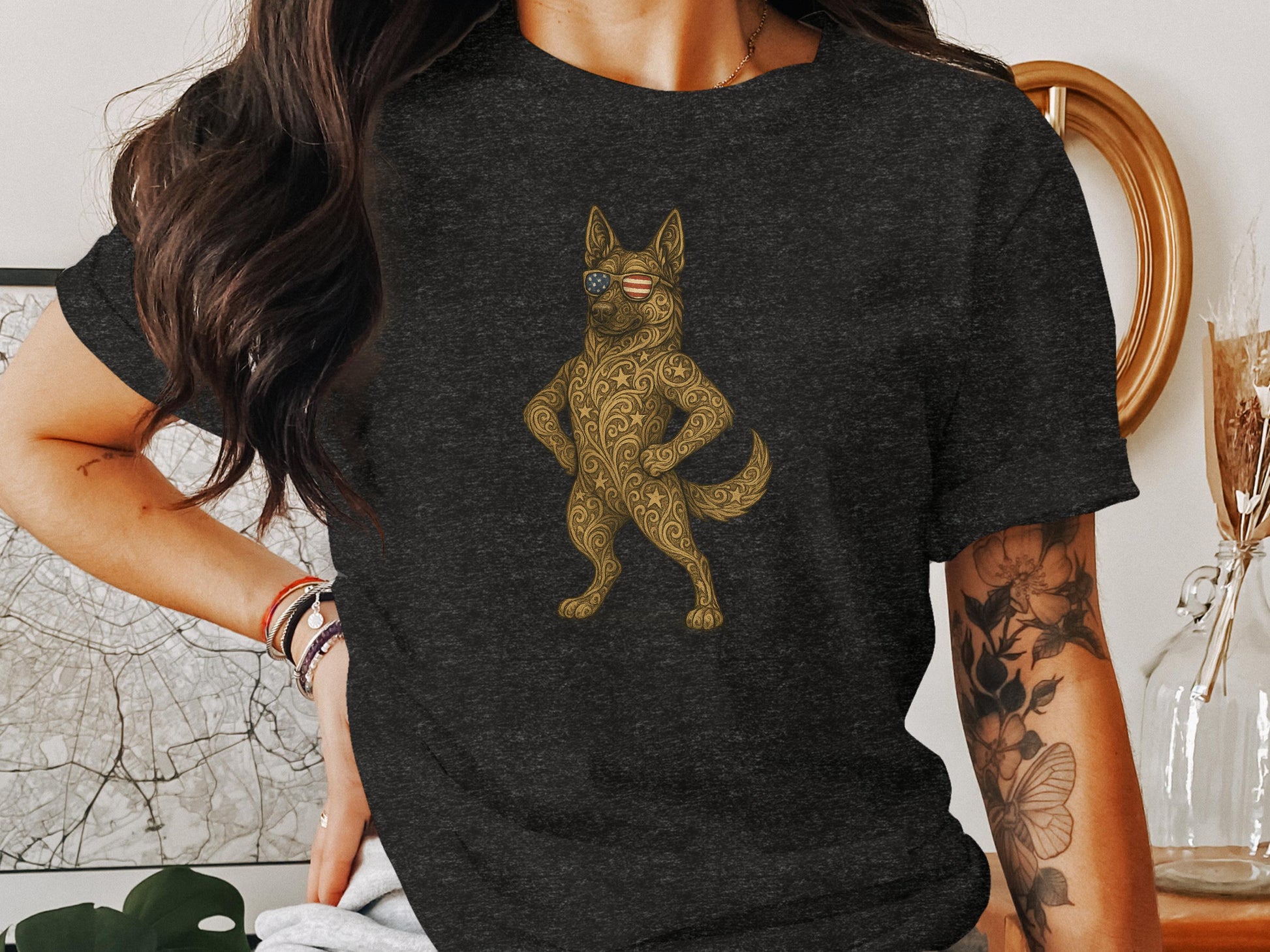 Artistic Detailed Dog Design Printed Shirt product
