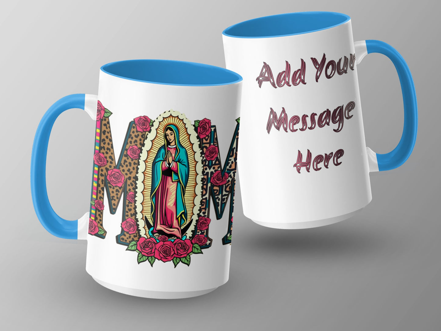 Customizable Mother Design Mug with Blue Handle product type