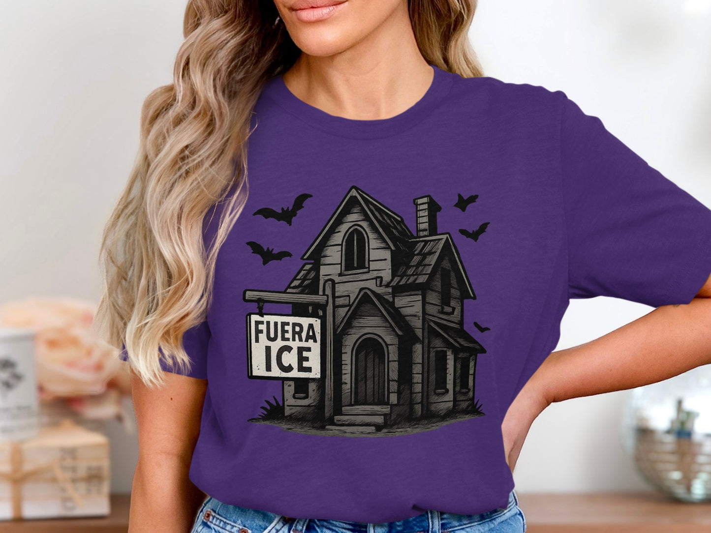 Haunted House with Bats Fuera Ice Sign T-shirt product