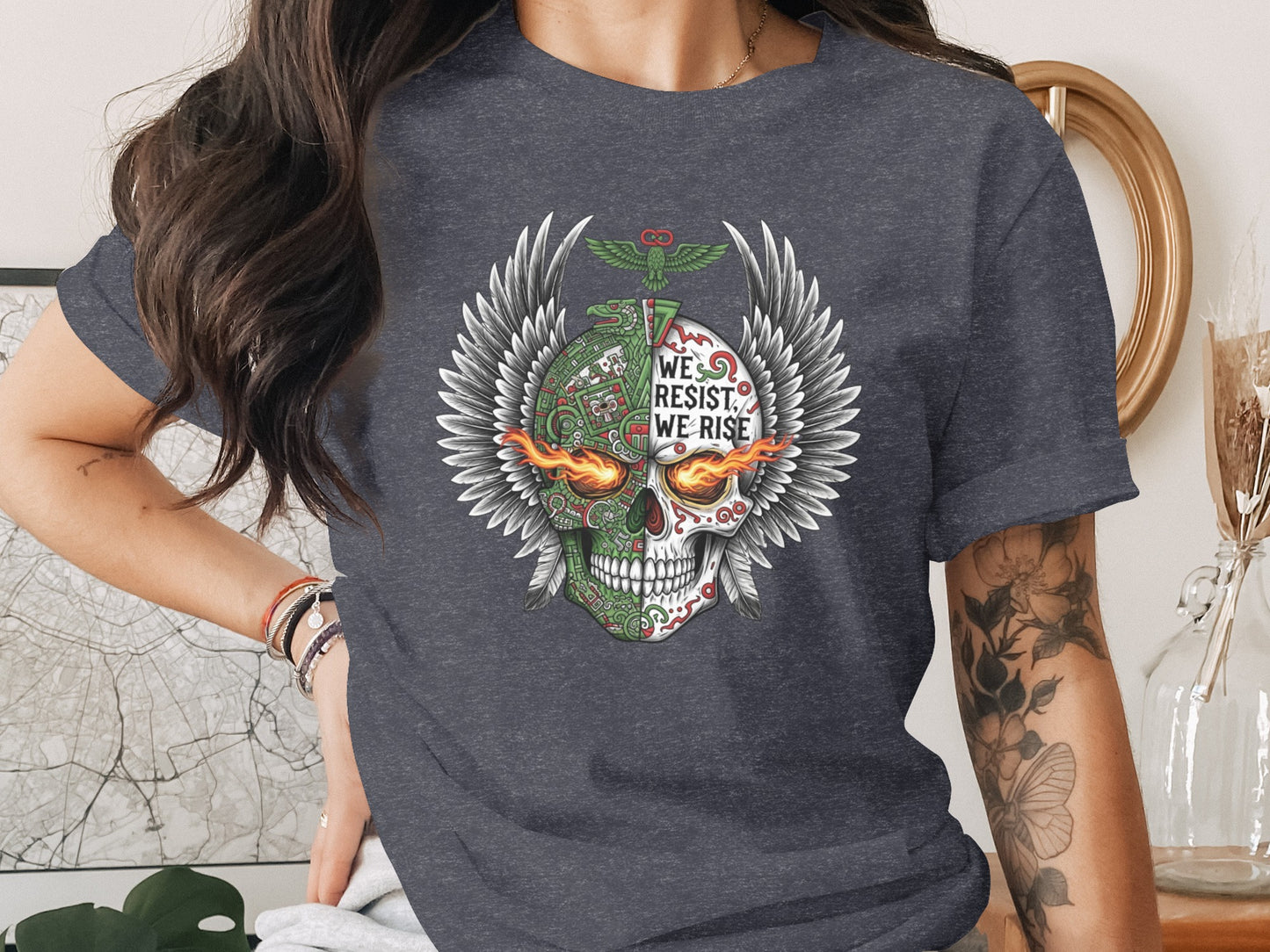 We Resist We Rise Embroidered Skull Wings Product type