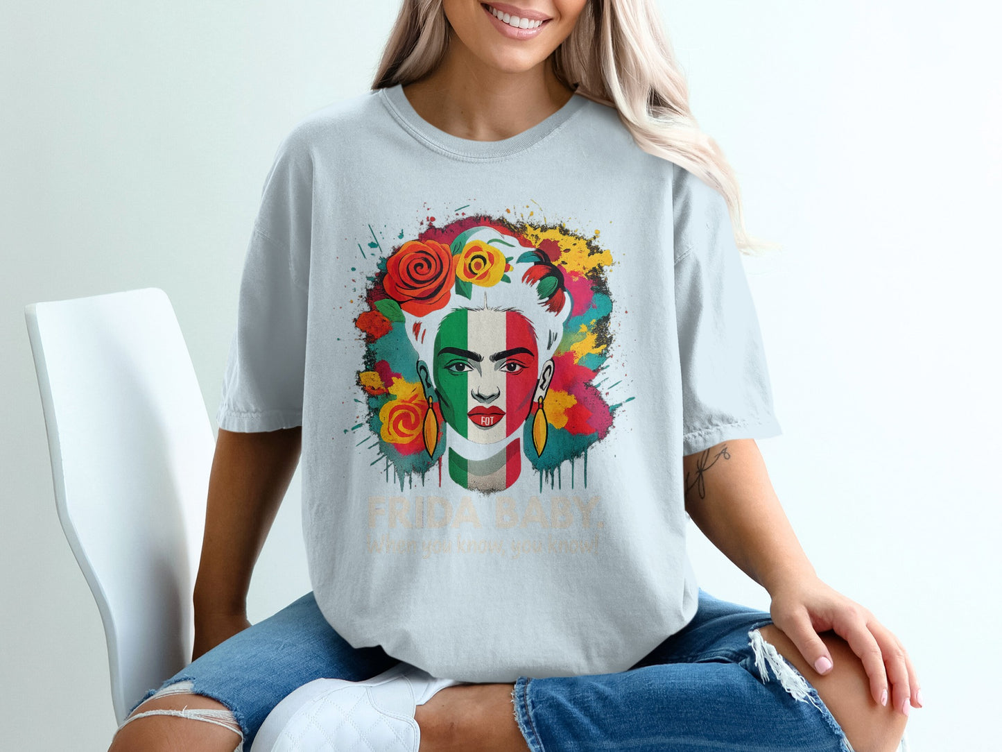 Colorful Frida Kahlo Art Graphic Tee shirt product type