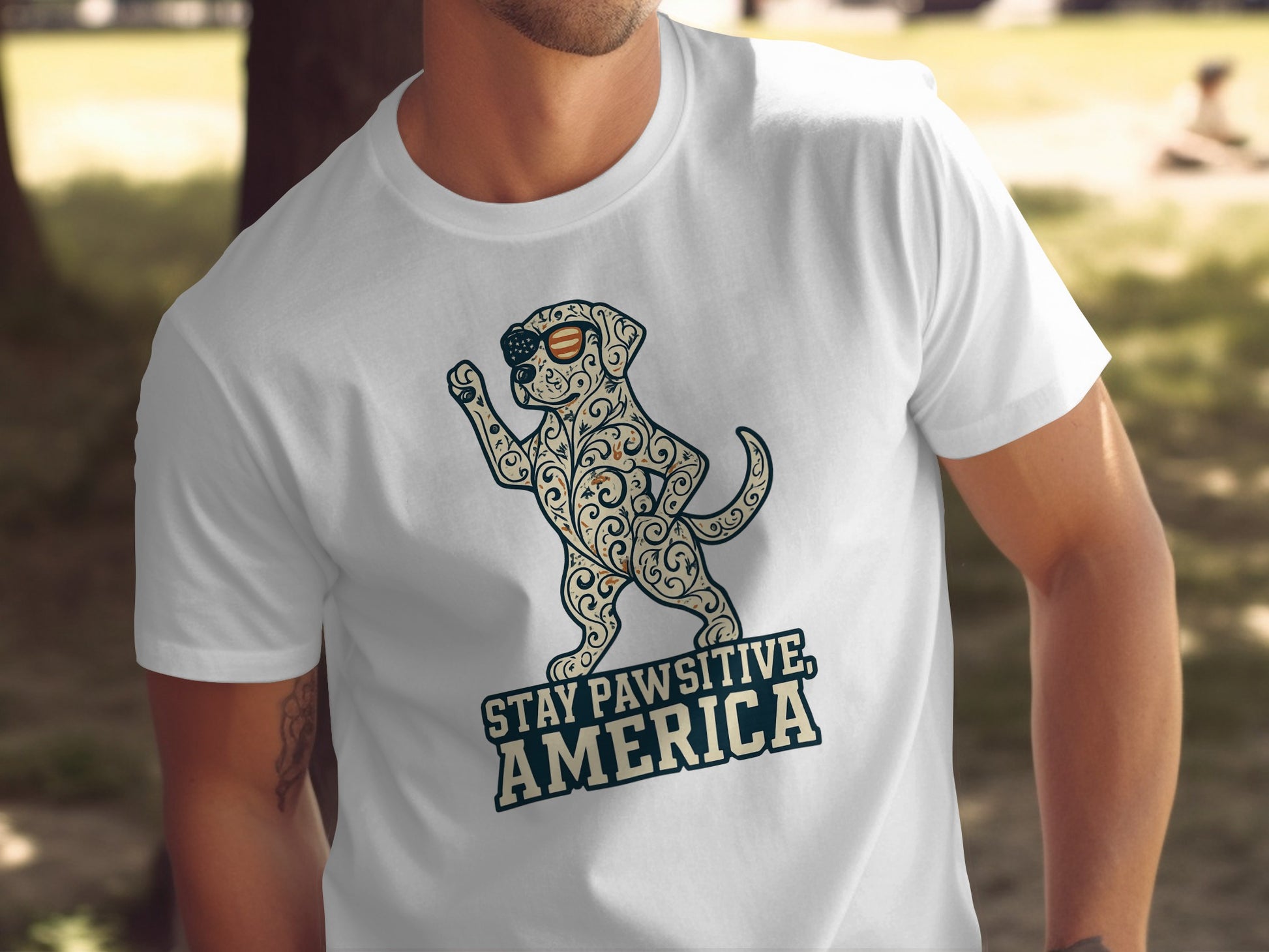 Stay Pawsitive America Graphic Tee product