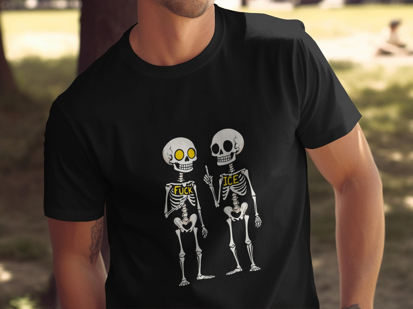 Humorous Skeleton Duo Graphic Tee Shirt product