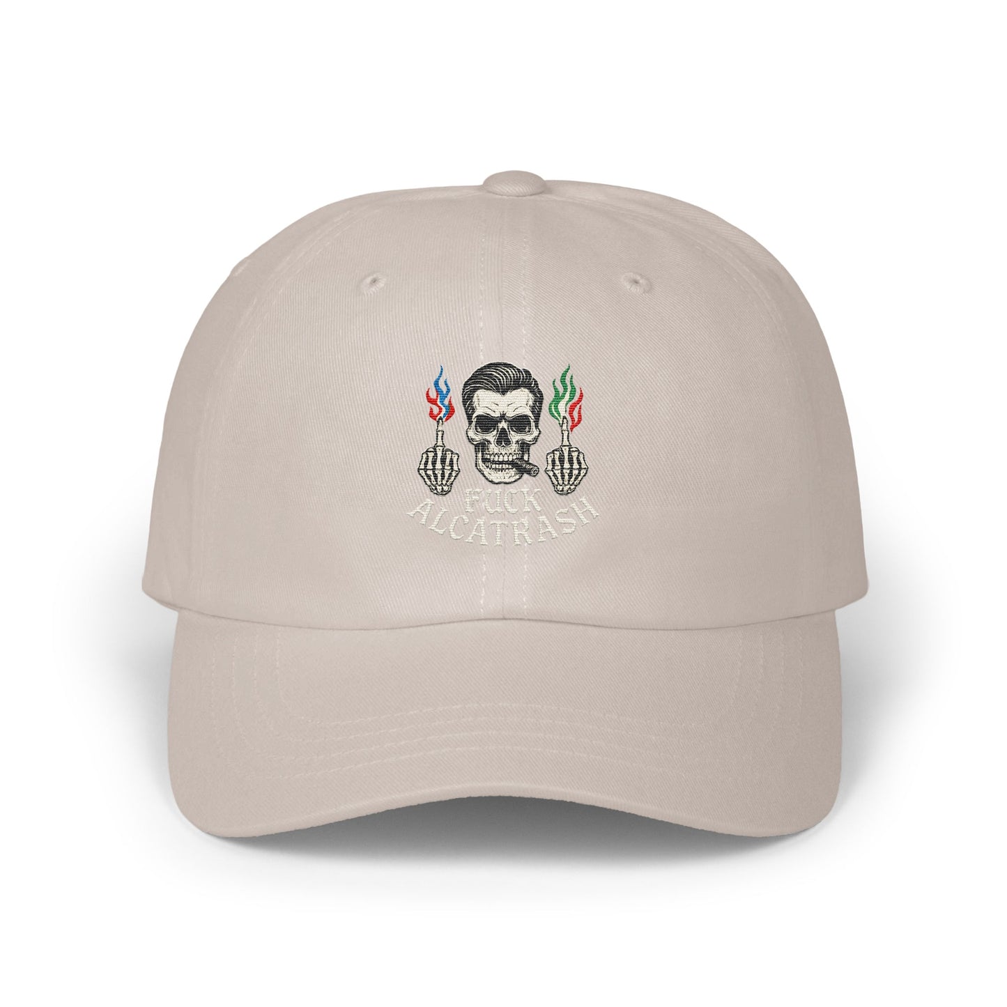 Skull and Flames Embroidered Baseball Cap product