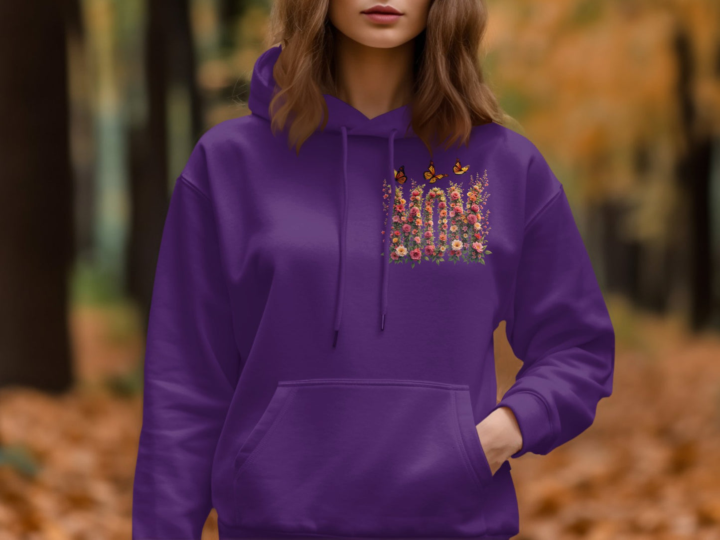 Beautiful Purple Hoodie with Colorful Floral Design product