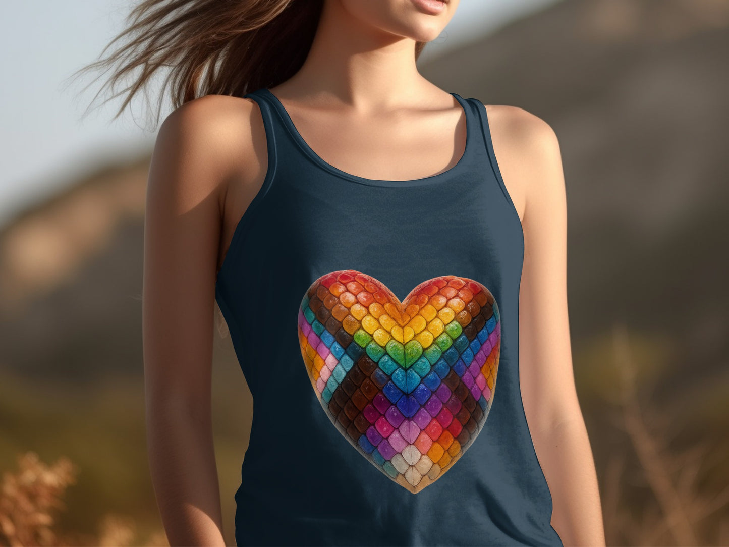 Vibrant Heart Design Tank Top Artistic Fashion product type