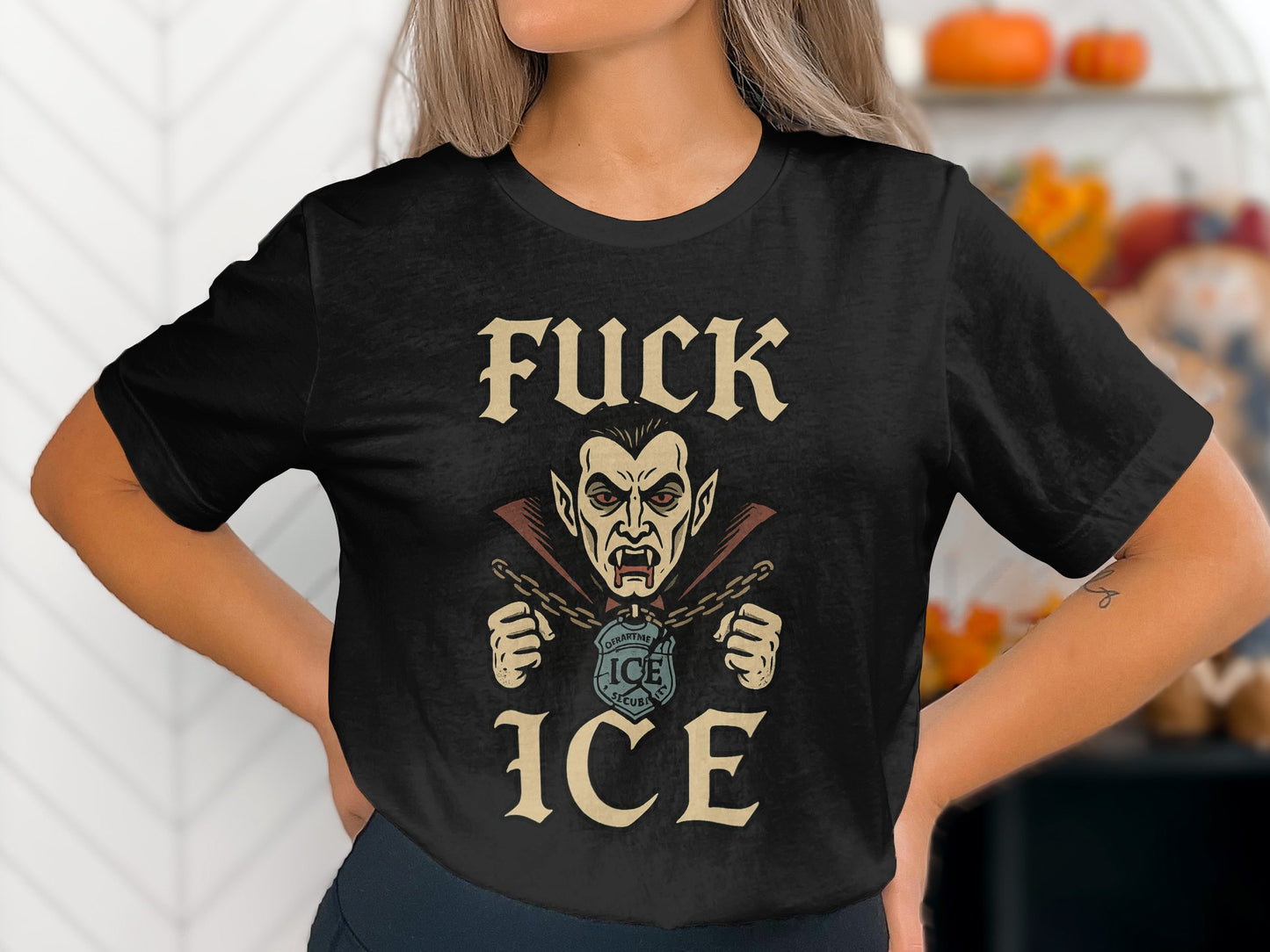 Fuck Ice Funny Graphic Printed Halloween Shirt product