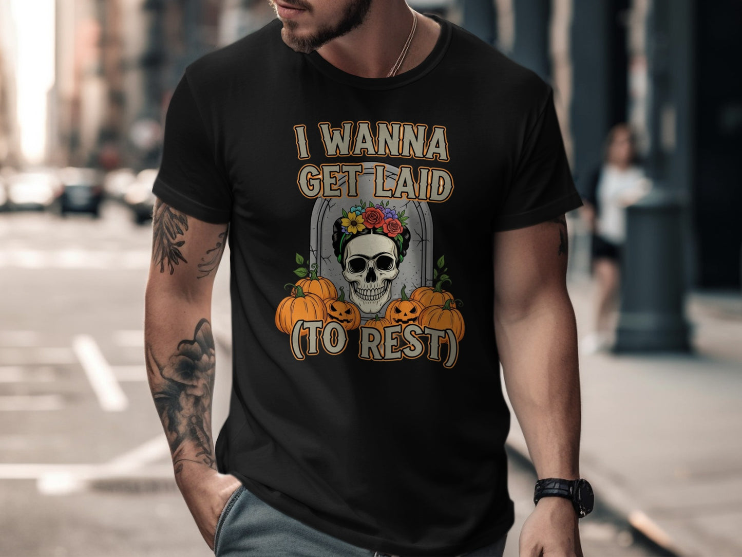 I Wanna Get Laid To Rest Skull T-Shirt product type
