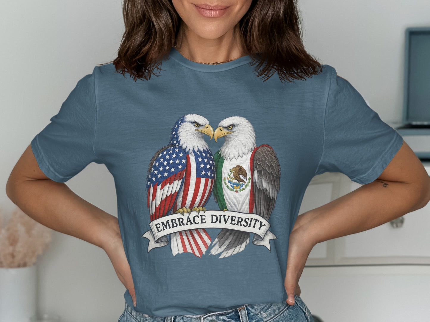 Embrace Diversity Patriotic Eagle Graphic T-shirt product