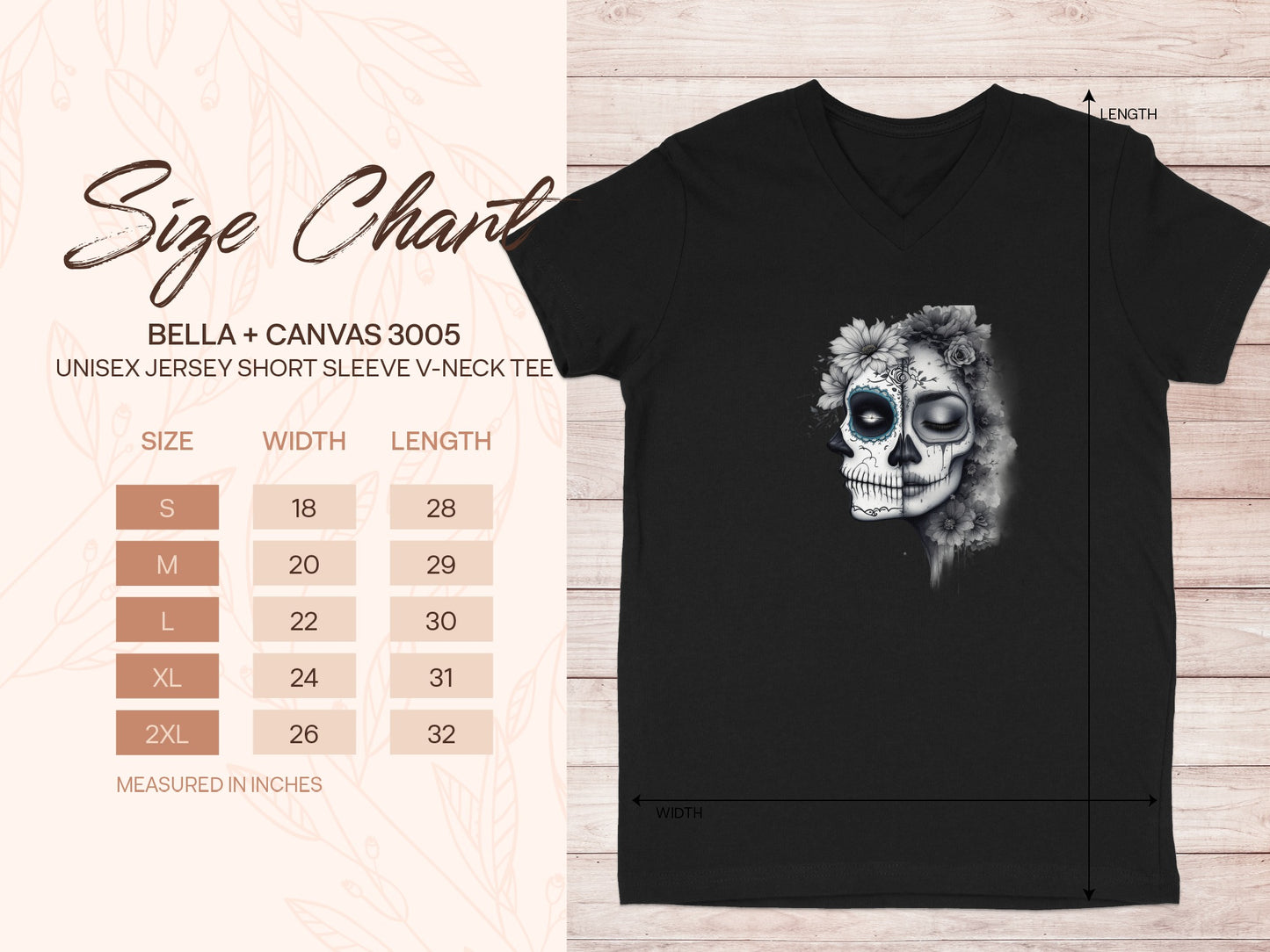 Day of the Dead Skull Printed V Neck Tee product type