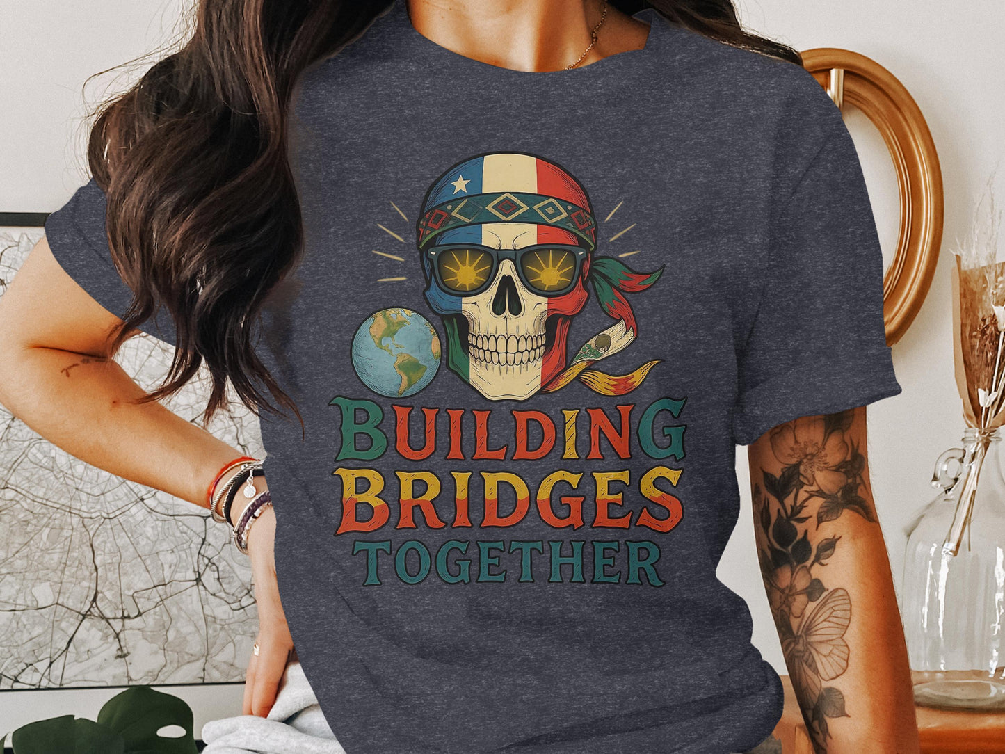 Building Bridges Together Skull T-Shirt product