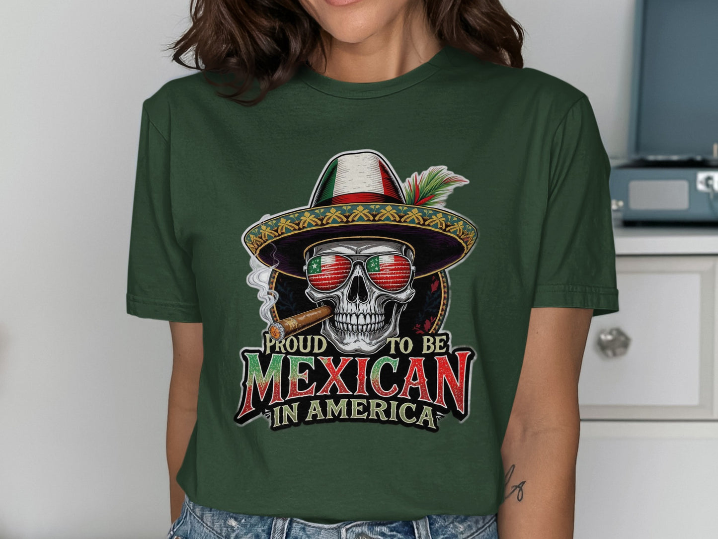 Proud To Be Mexican In America Skull T-shirt product type