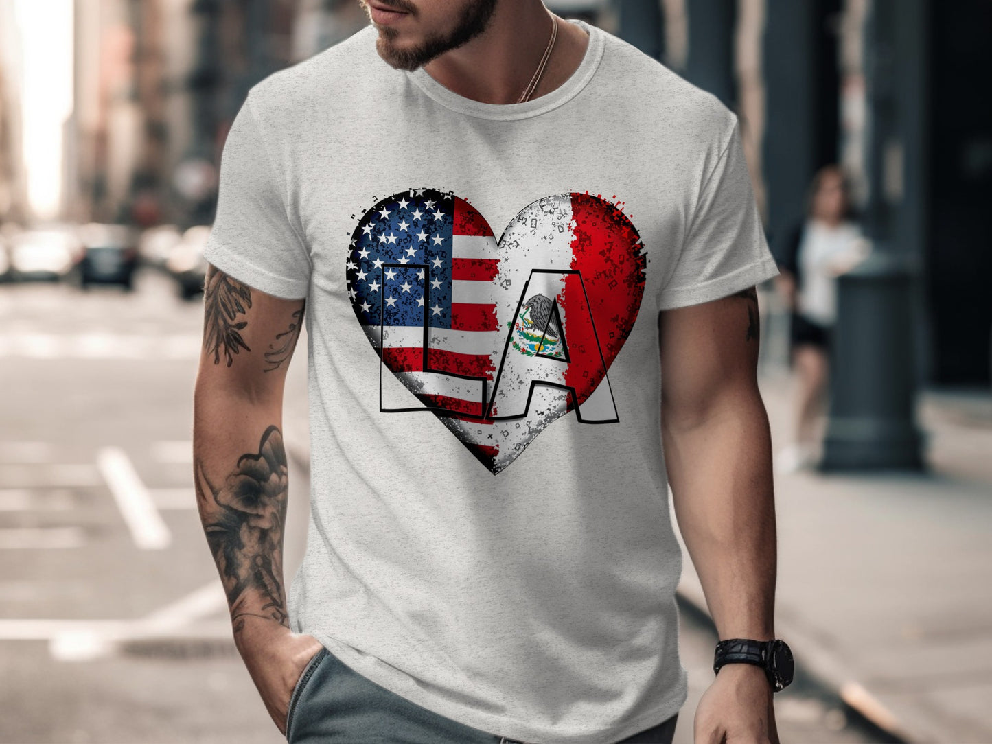 American Flag Heart Design LA Graphic T-Shirt product