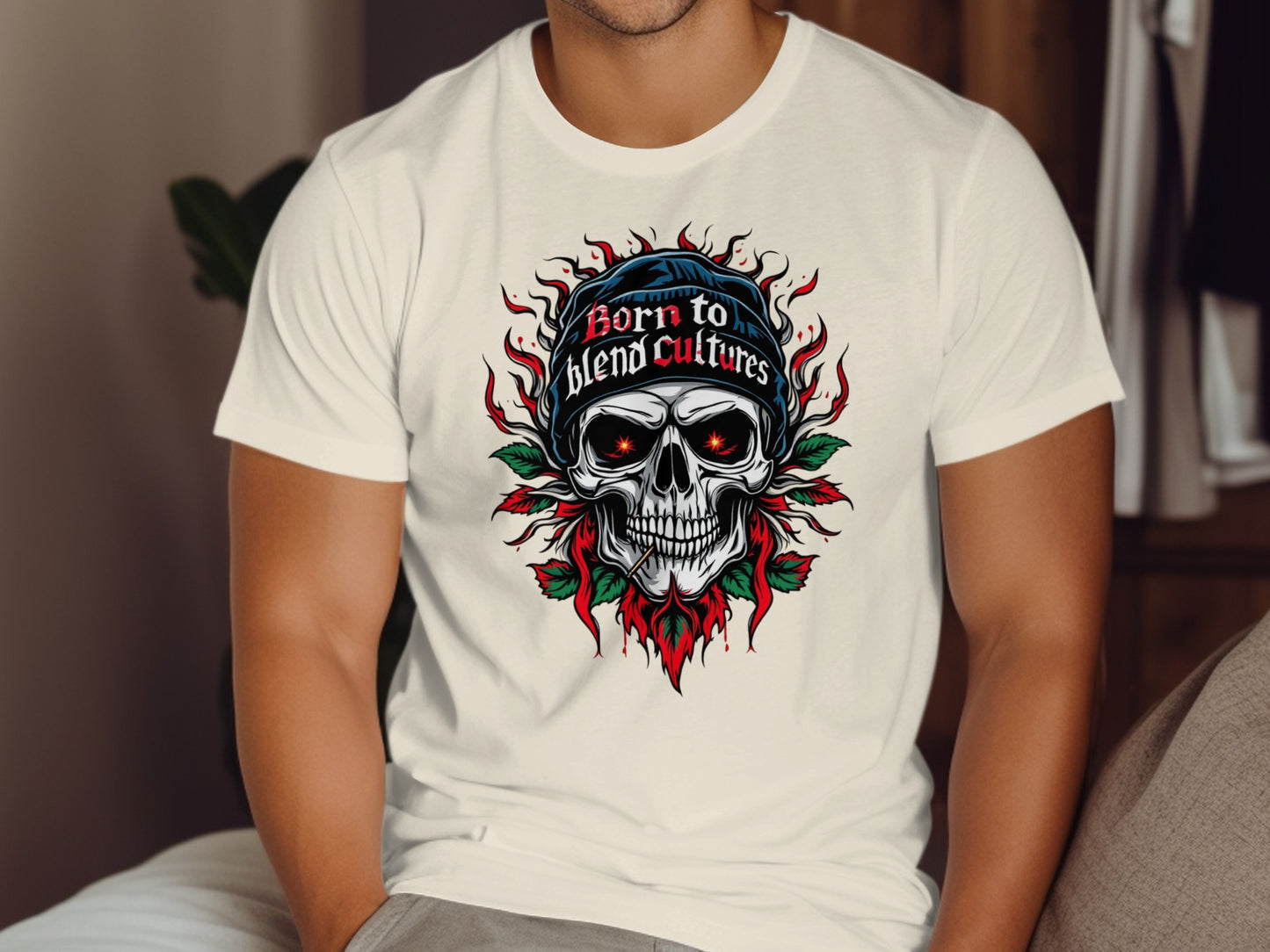 Born to Blend Cultures Skull Graphic T-Shirt product