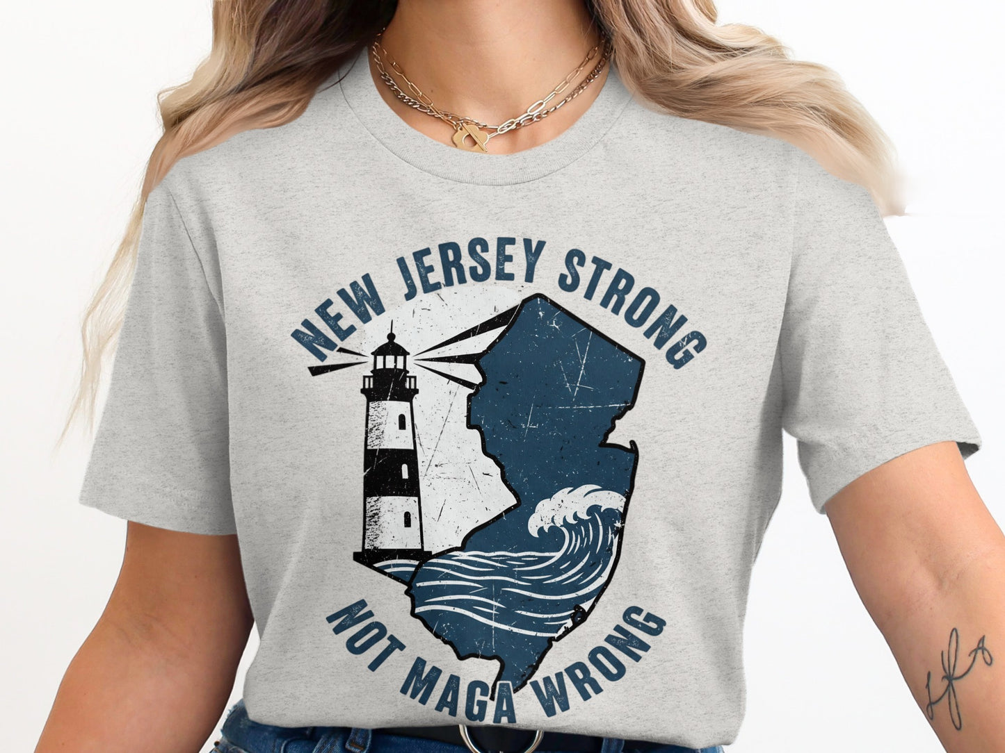 New Jersey Strong Not Maga Wrong Graphic T-shirt product