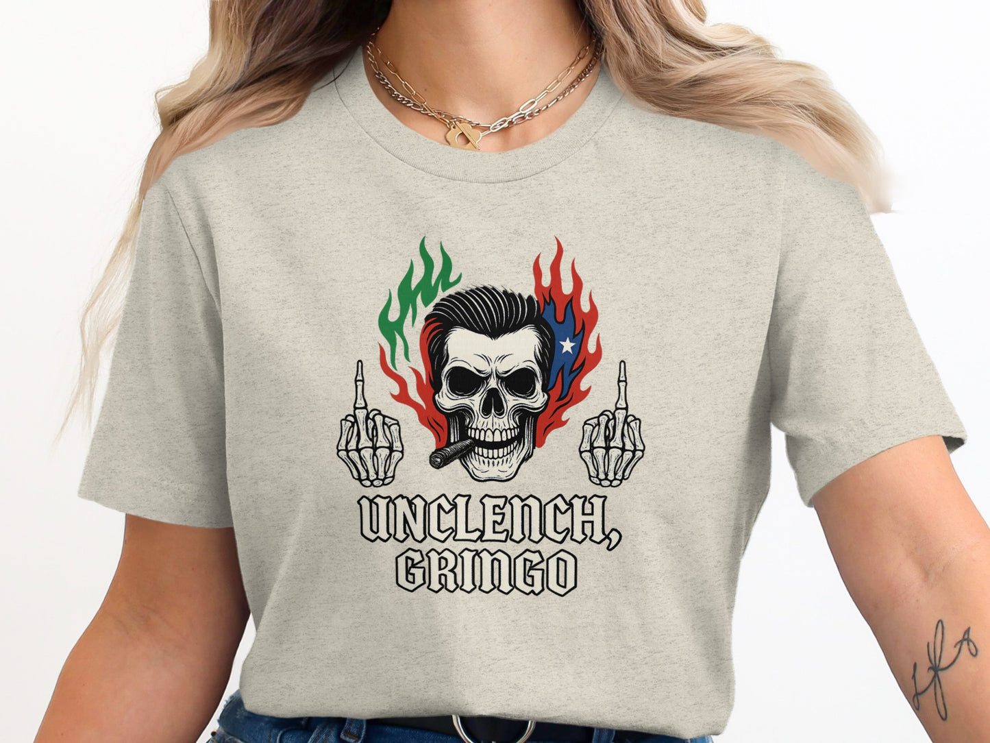 Unclench Gringo Skull Design Graphic Tee product