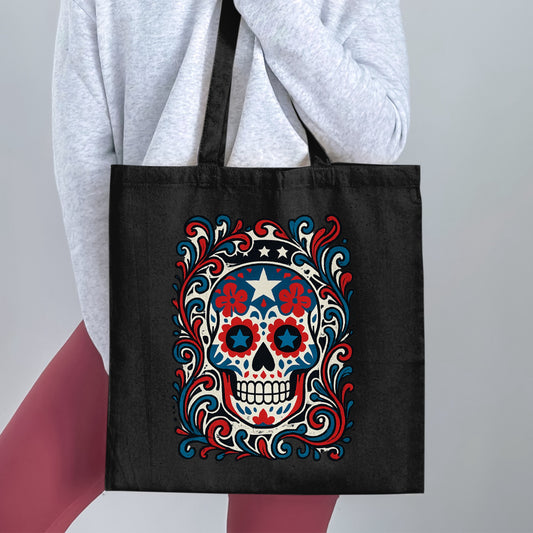 Colorful Skull Design Tote Bag perfect for daily use product type