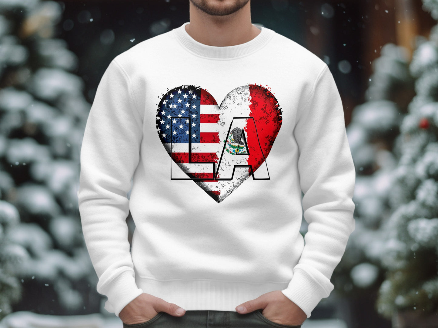USA and Mexico Flag Heart Design Sweatshirt Product