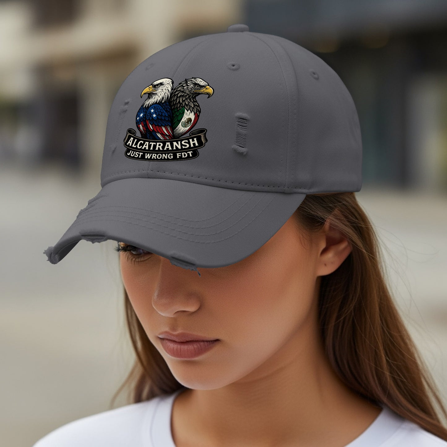 Distressed Alcatransh Just Wrong FDT Baseball Cap product