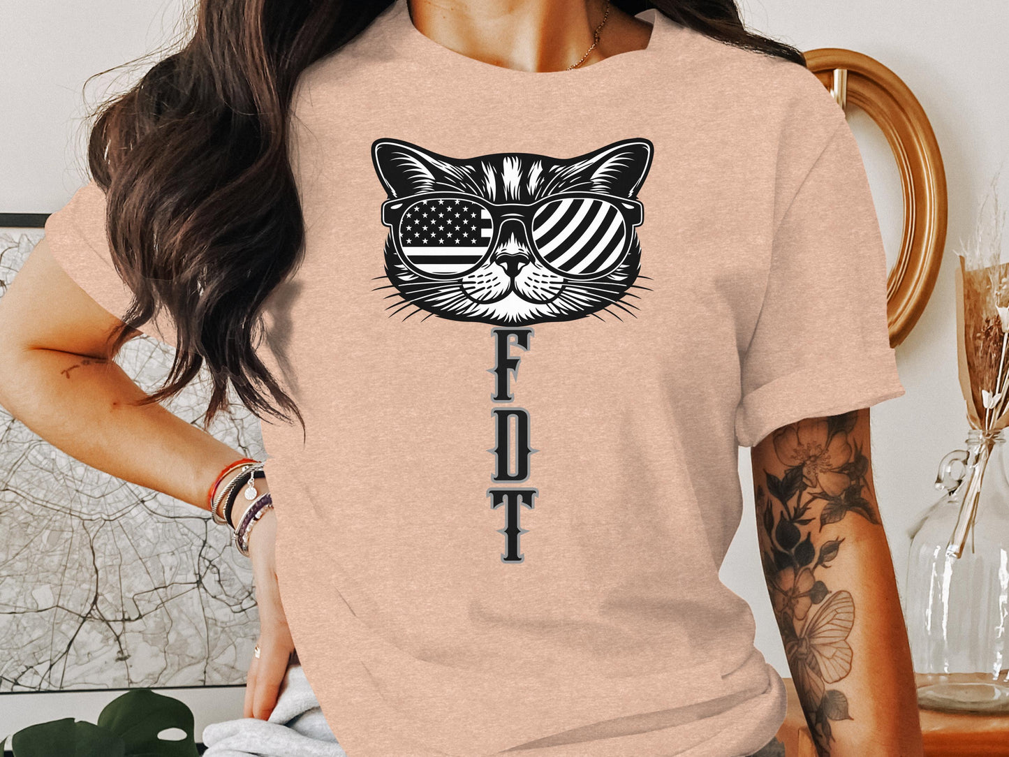 Cat with USA Sunglasses FDT Graphic T-shirt product