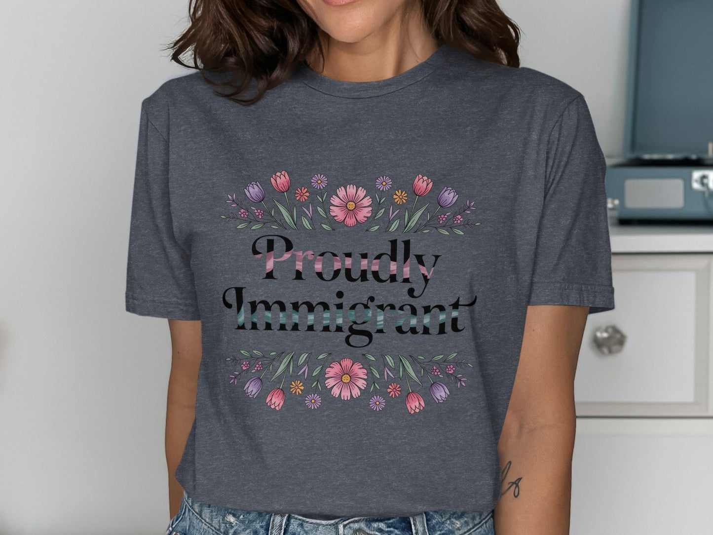 Proudly Immigrant Floral Graphic T-shirt product type