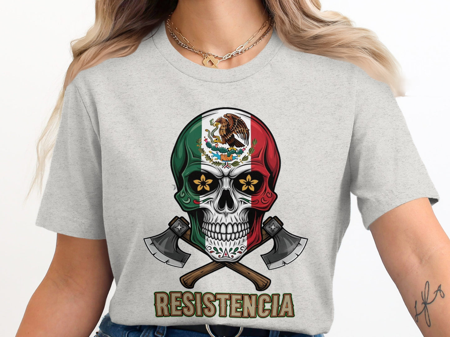 Patriotic Skull Design Resistencia Graphic T-Shirt product type