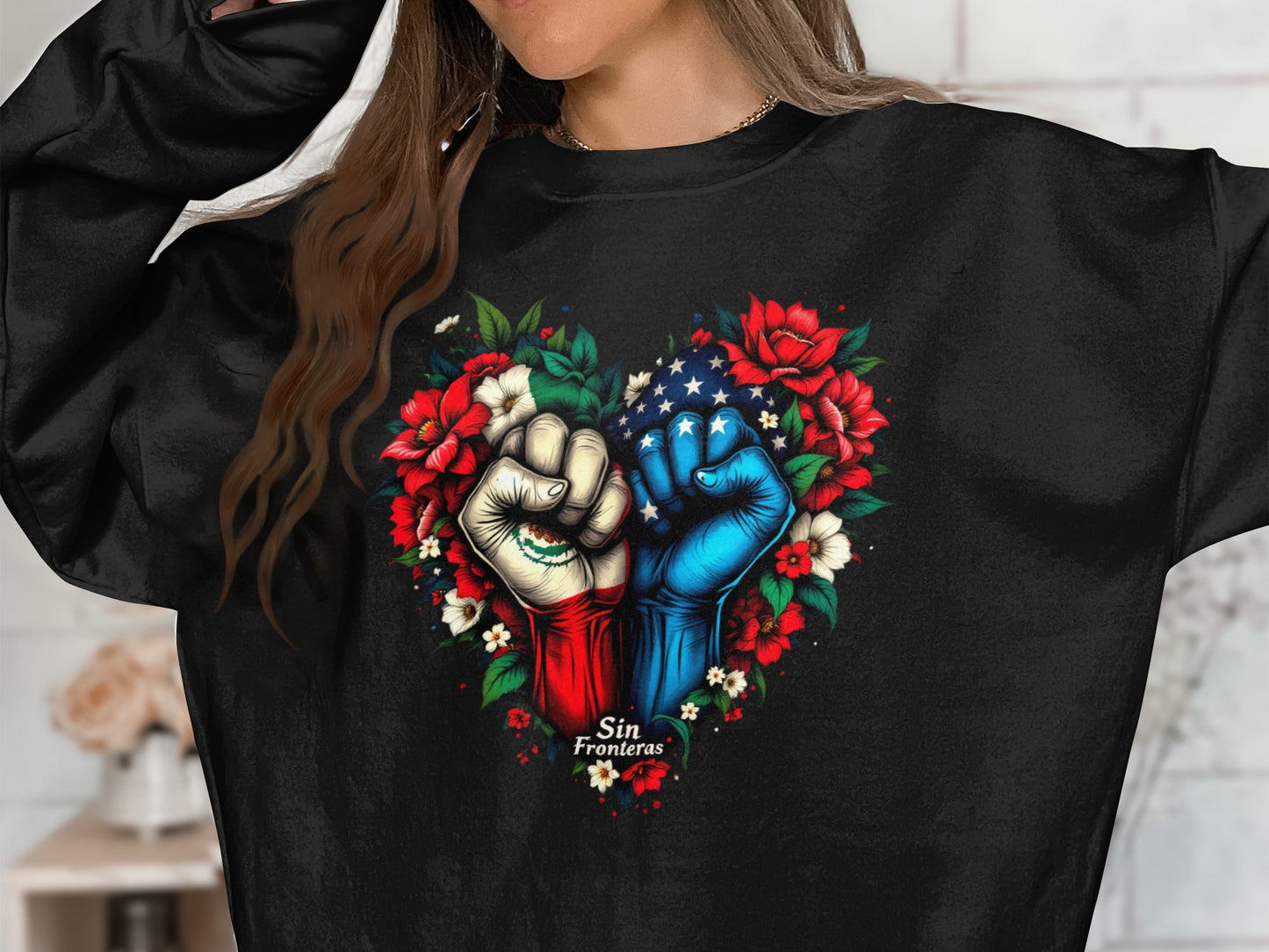 Sin Fronteras USA Mexico Heart Graphic Sweater product