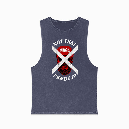 Muscle tank with red skull graphic and text: "NOT THAT MAGA PENDEJO"